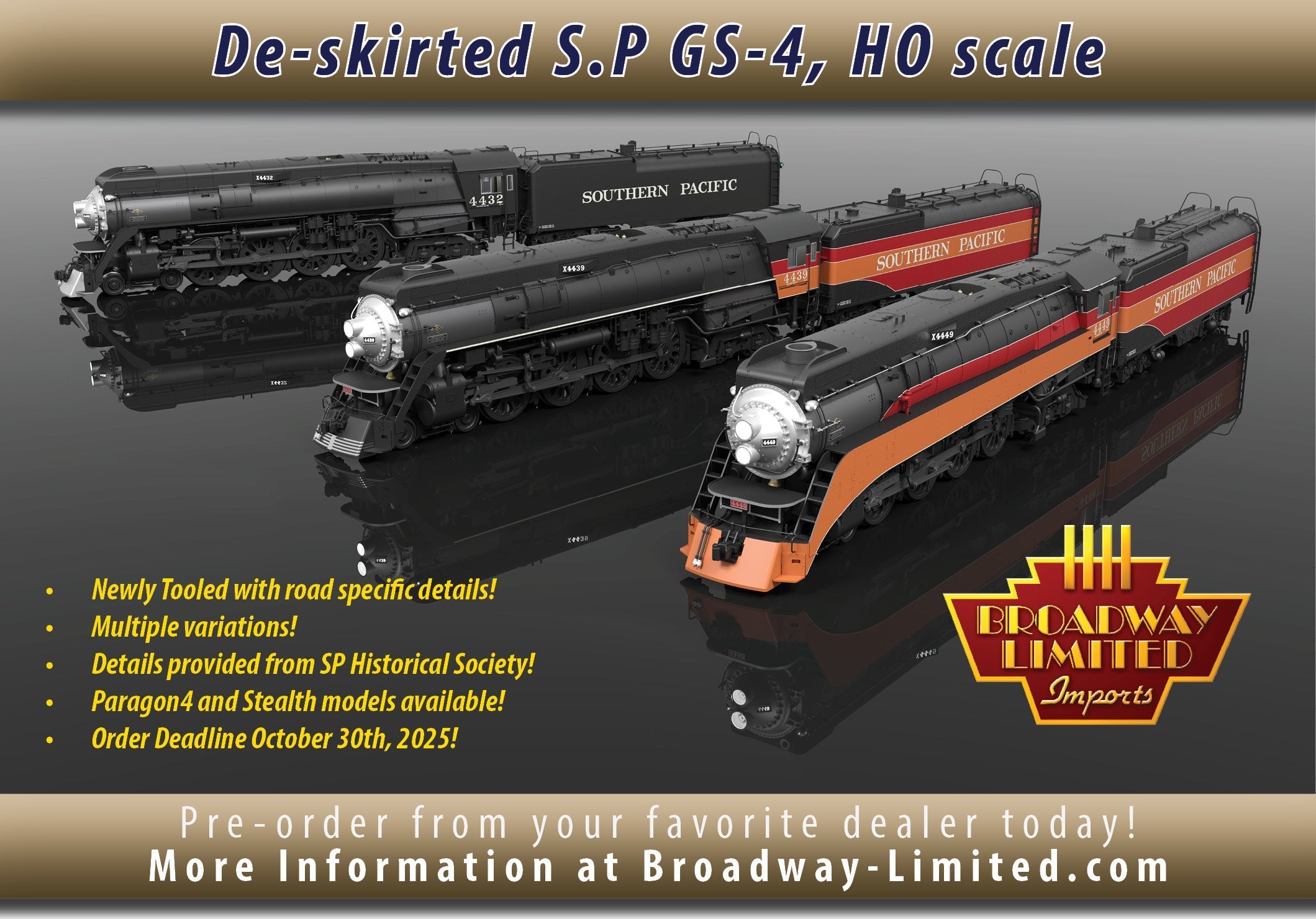 New HO scale Product Announcement: De-skirted GS-4 and AT&SF 3460 Class Hudson