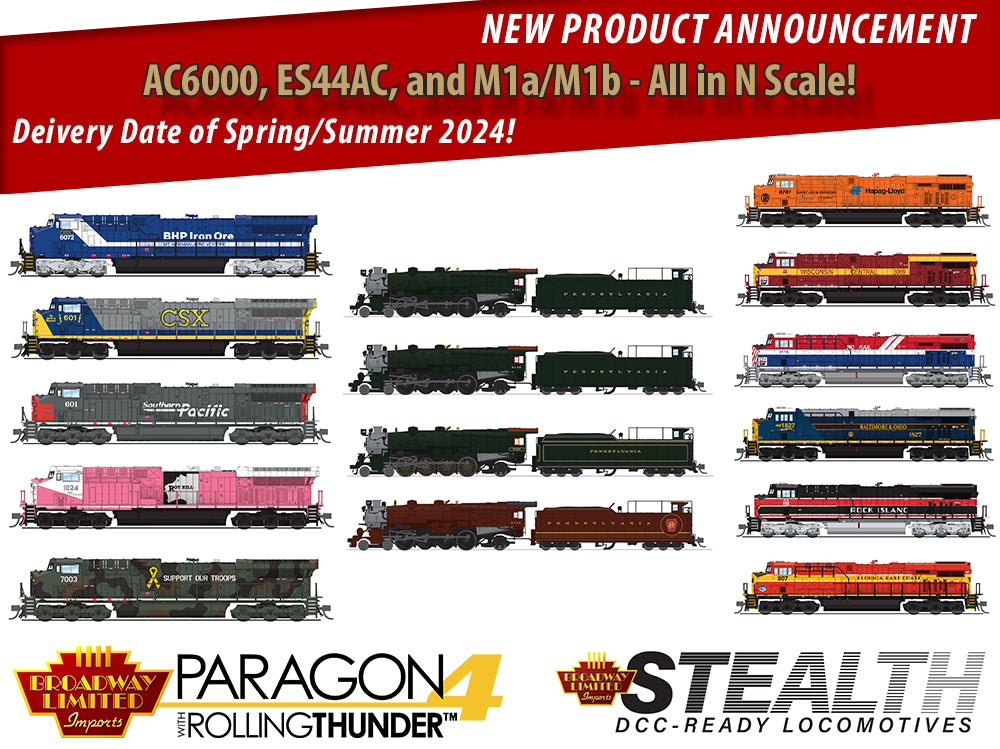 NEW PRODUCT ANNOUNCEMENT: GE AC6000, PRR M1a/M1b, and ES44AC