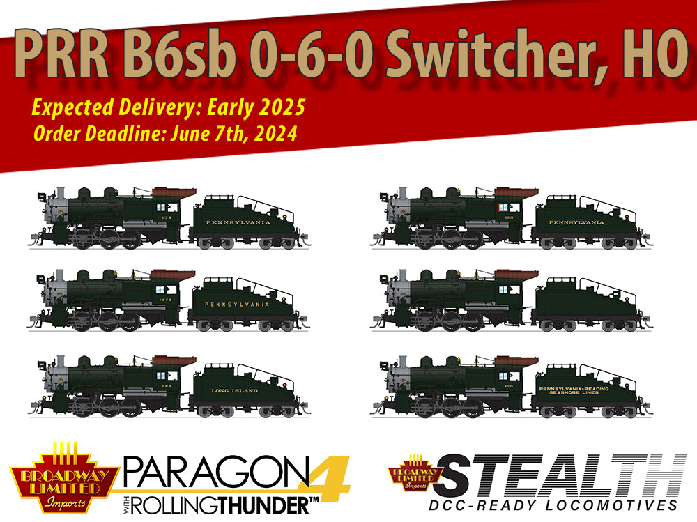 NEW PRODUCT ANNOUNCEMENT: PRR B6sb 0-6-0 Switcher, HO Scale