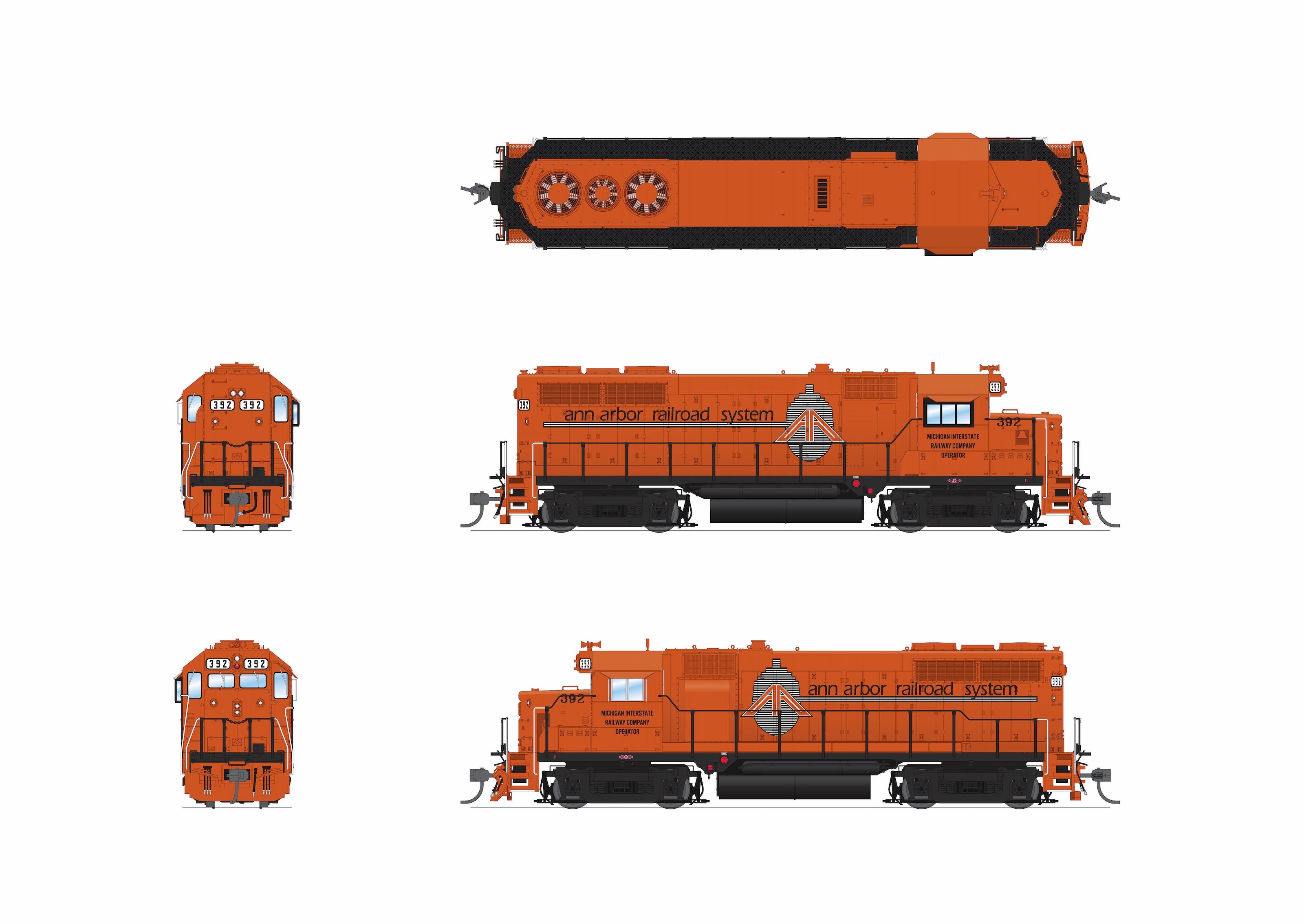 10028 EMD GP35, Ann Arbor 393, Ferry in the Fog Scheme, Paragon4 Sound/DC/DCC, HO (Smokebox Graphics Exclusive)