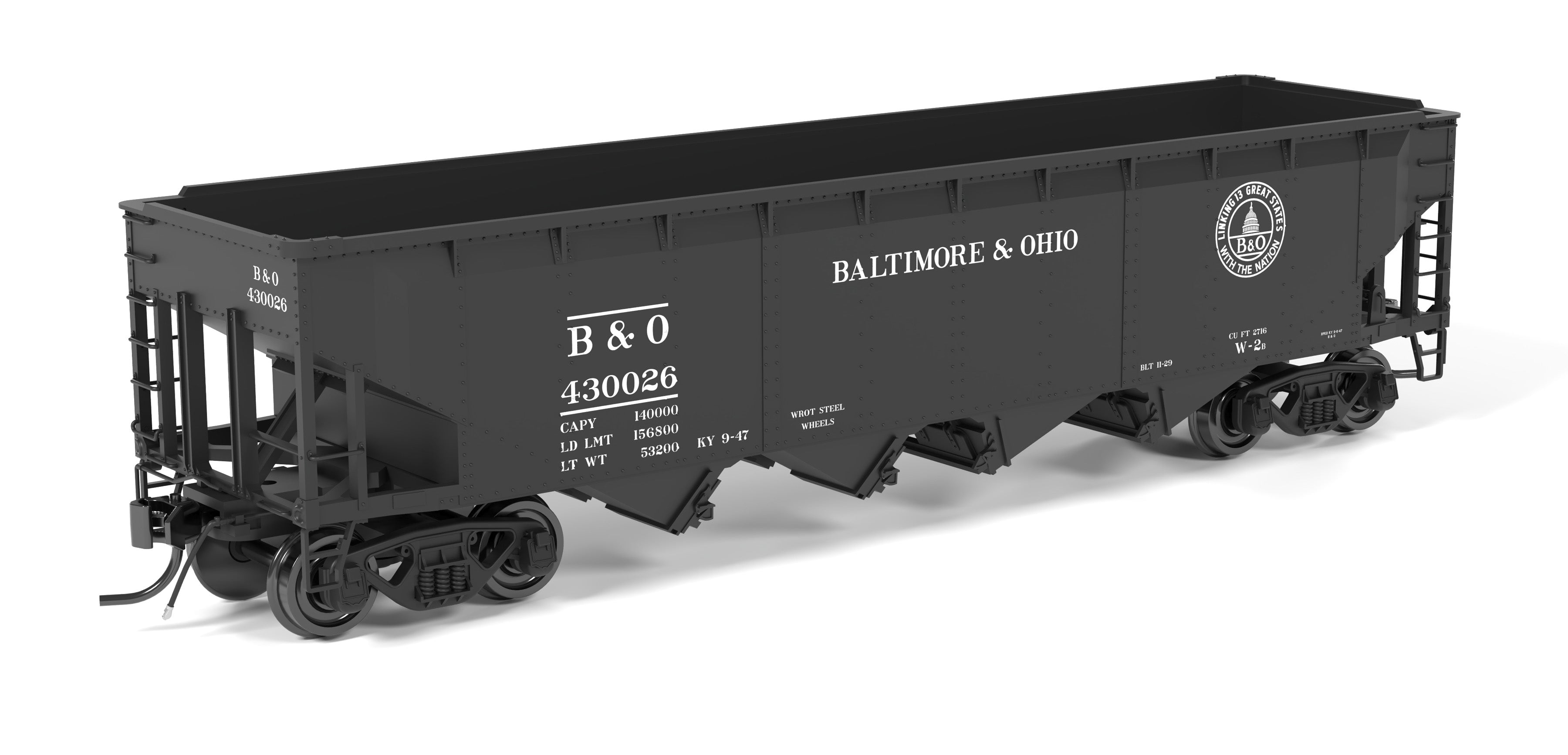 10130 ARA 70-ton 4-Bay Hopper, B&O W2b, "13 Great States", 6-pack A, HO