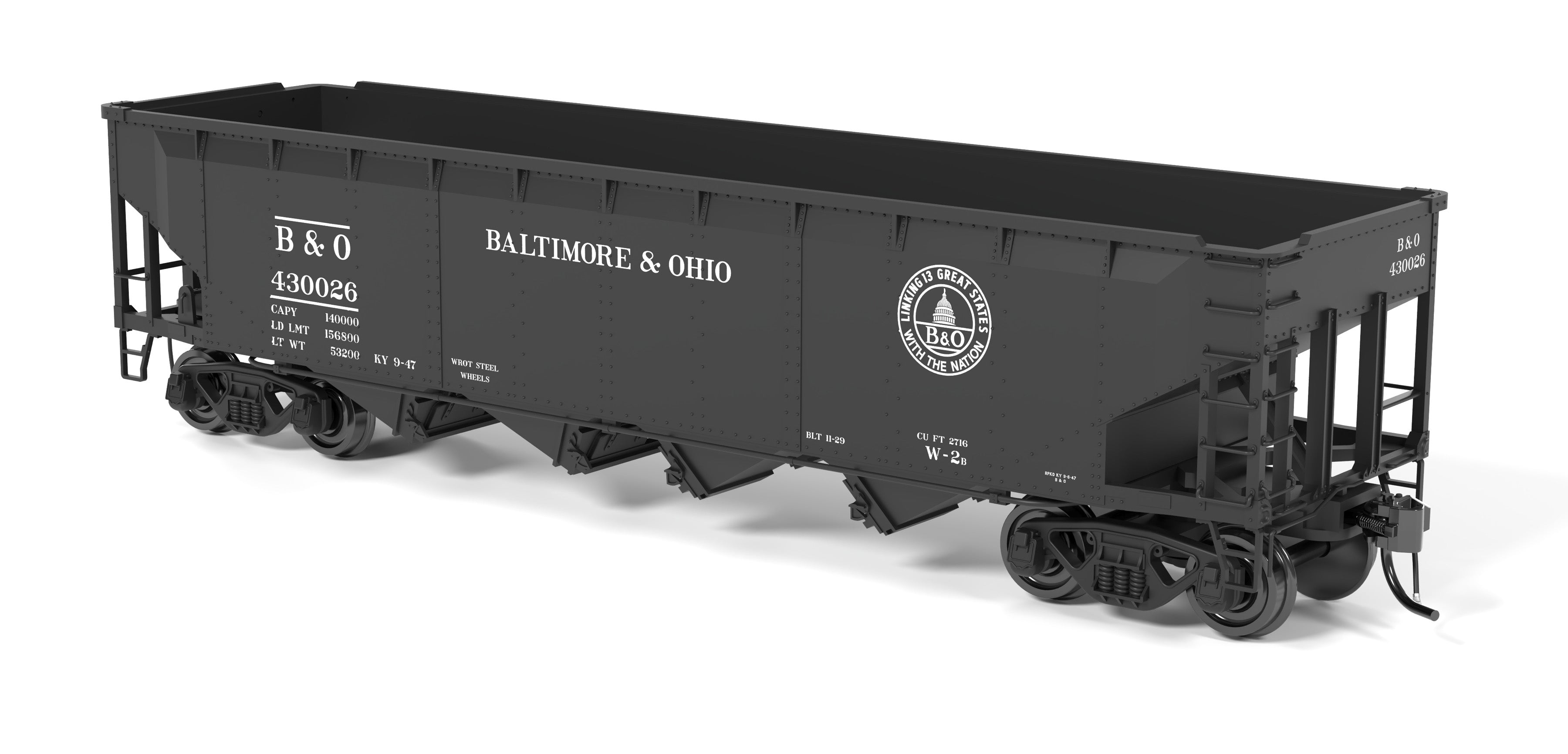 10130 ARA 70-ton 4-Bay Hopper, B&O W2b, "13 Great States", 6-pack A, HO