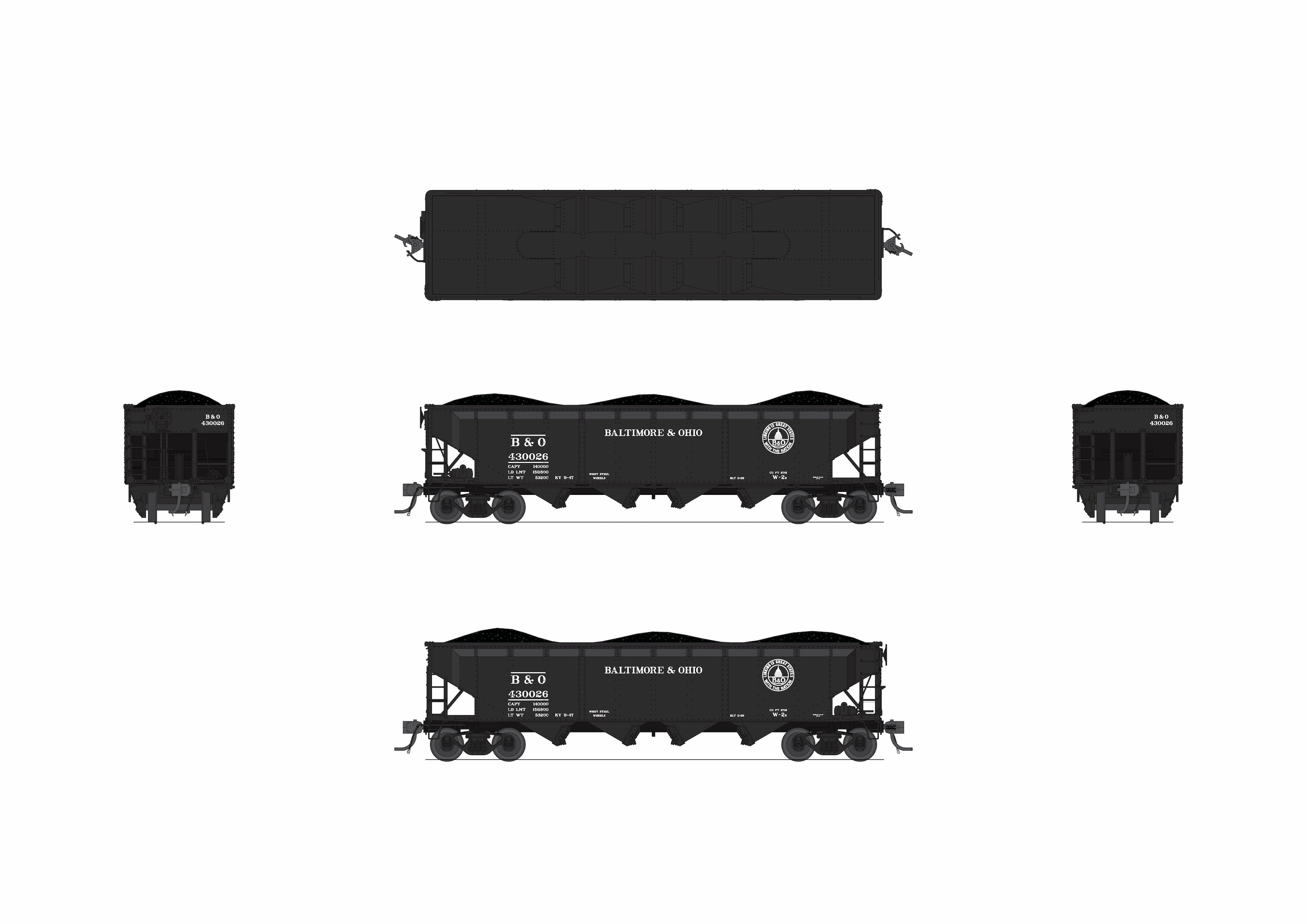 10130 ARA 70-ton 4-Bay Hopper, B&O W2b, "13 Great States", 6-pack A, HO