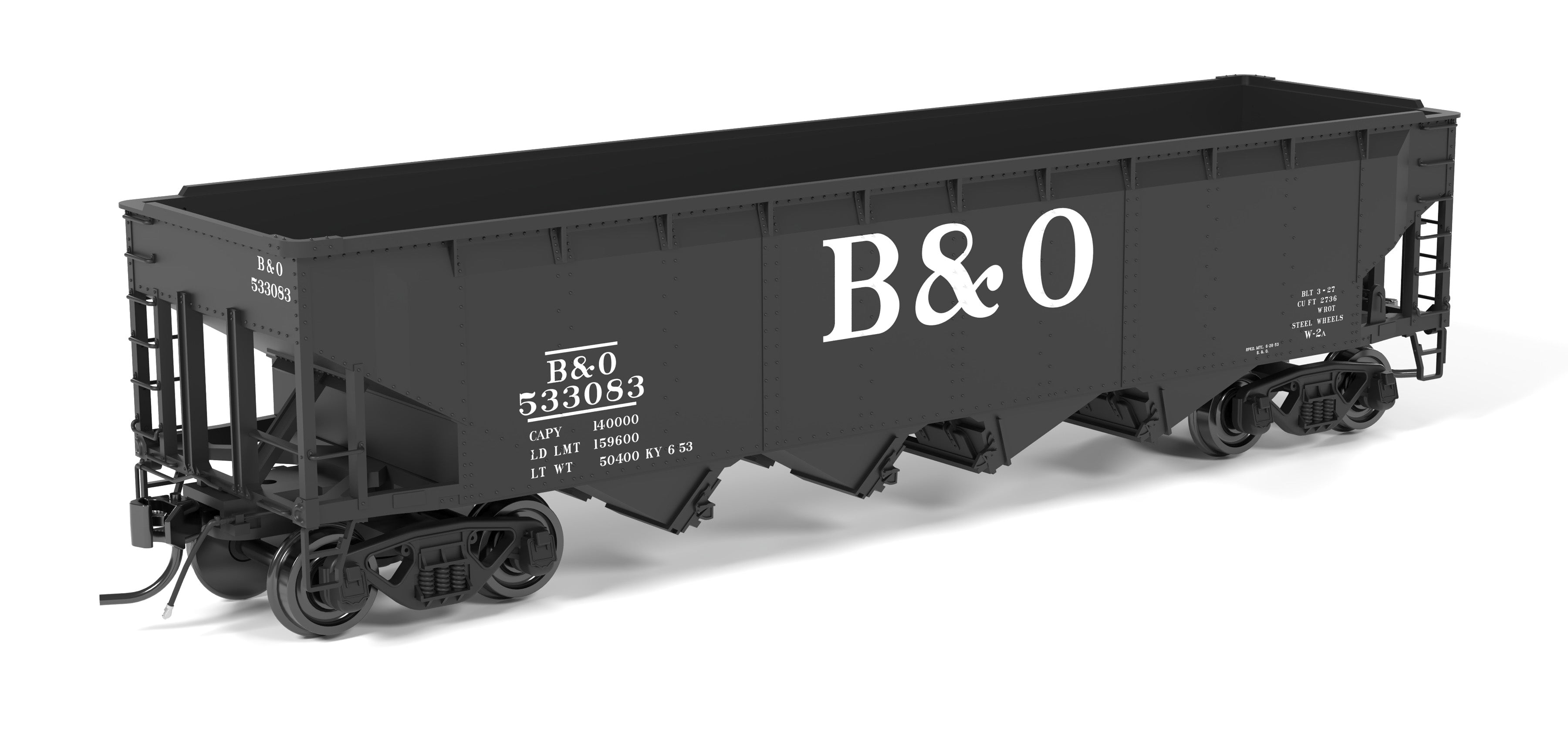 10133 ARA 70-ton 4-Bay Hopper, B&O W2b, Big "B&O" Scheme, 6-pack B, HO