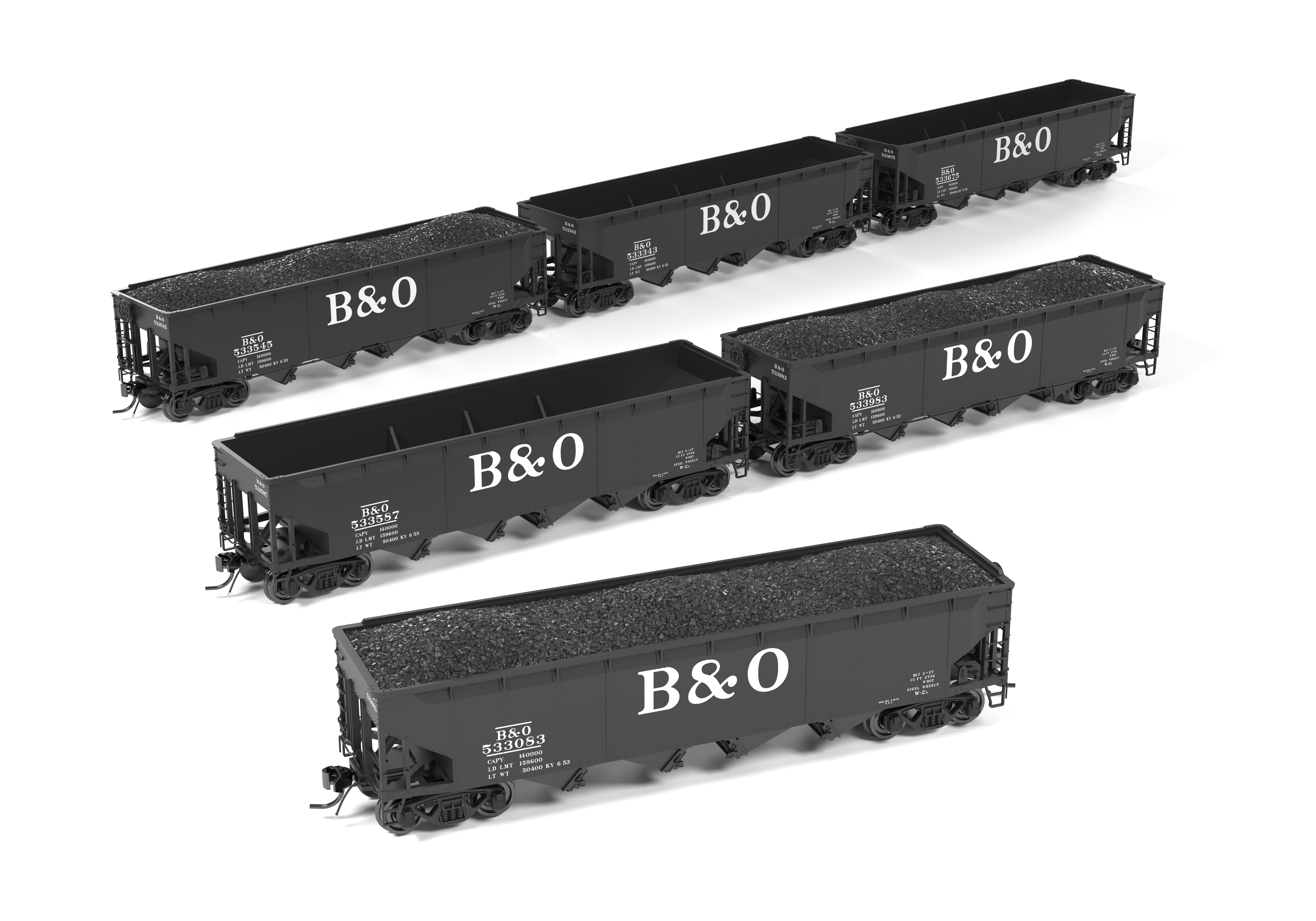 10133 ARA 70-ton 4-Bay Hopper, B&O W2b, Big "B&O" Scheme, 6-pack B, HO
