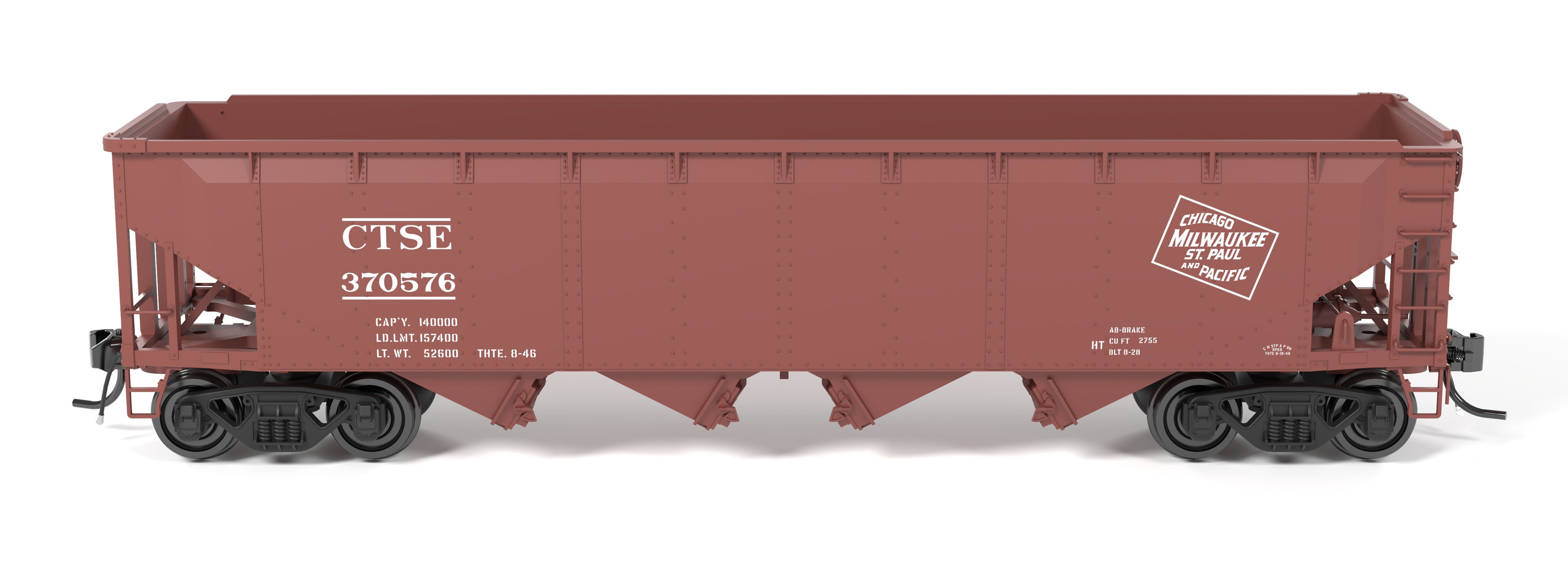 10136 ARA 70-ton 4-Bay Hopper, MILW, Oxide Red w/ White, 6-pack A, HO