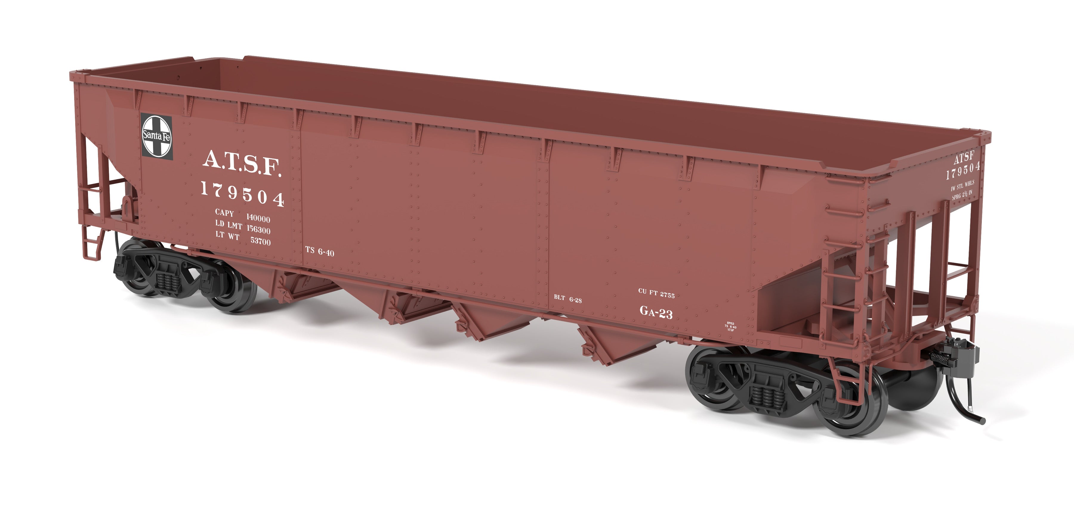 10139 ARA 70-ton 4-Bay Hopper, ATSF, Oxide Red w/ White, 6-pack B, HO