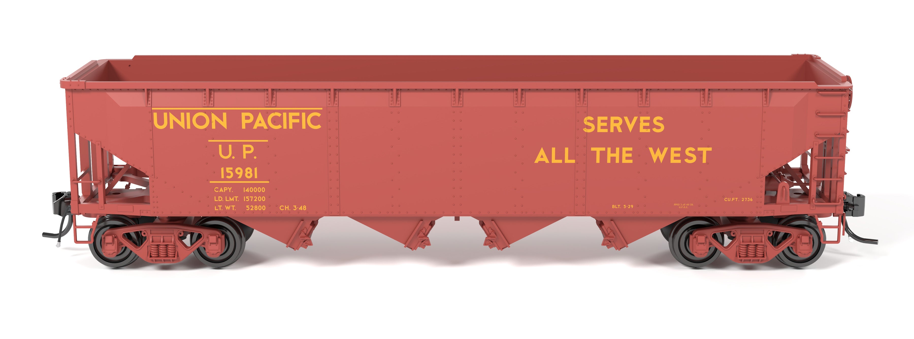 10140 ARA 70-ton 4-Bay Hopper, UP, "Streamliners / Serves All The West", 6-pack A, HO
