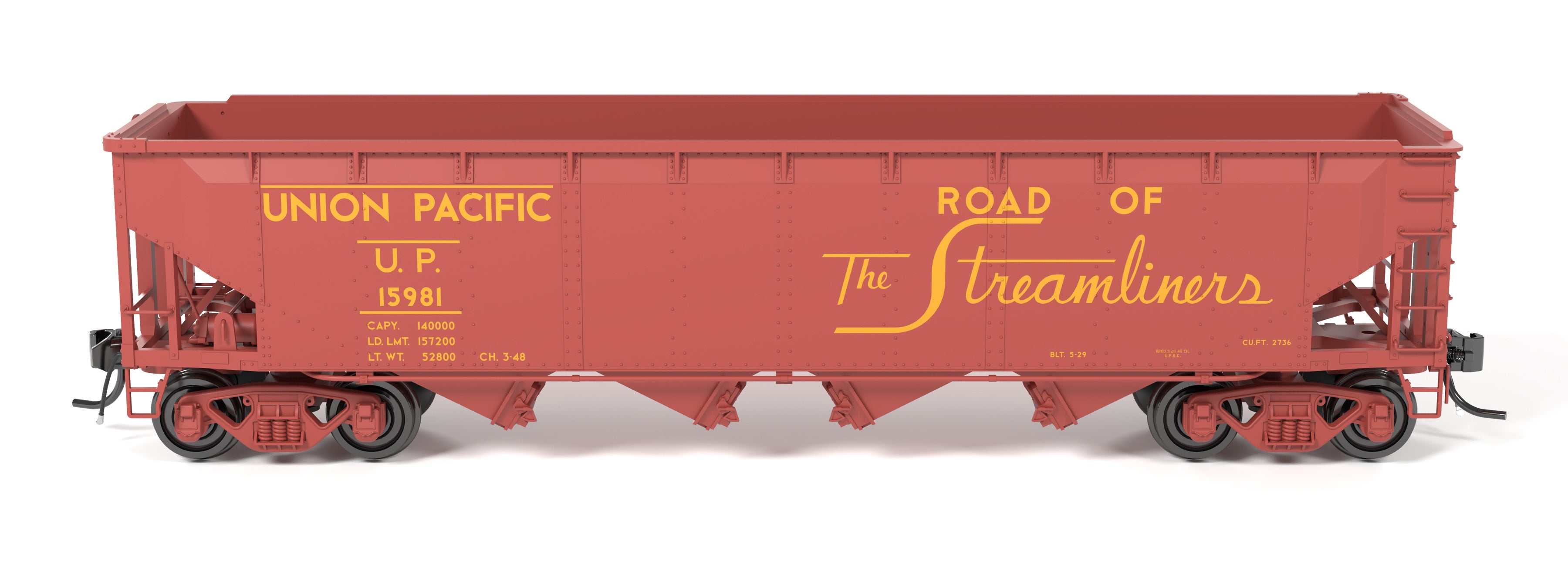 10140 ARA 70-ton 4-Bay Hopper, UP, "Streamliners / Serves All The West", 6-pack A, HO