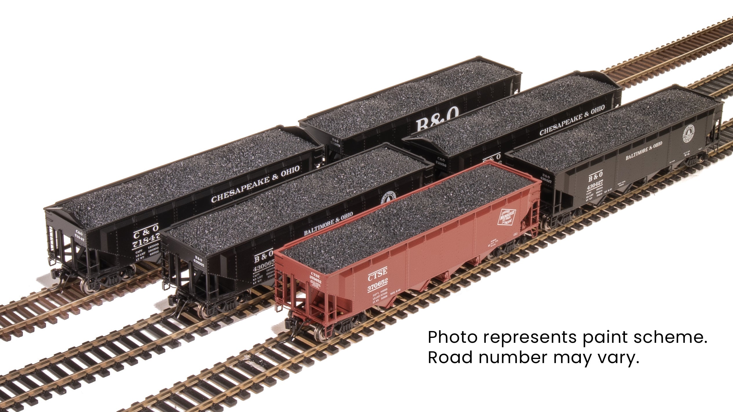 REFURBISHED R10142 ARA 70-ton 4-Bay Hopper, Mixed Variety Pack, B&O / C&O / MILW, HO