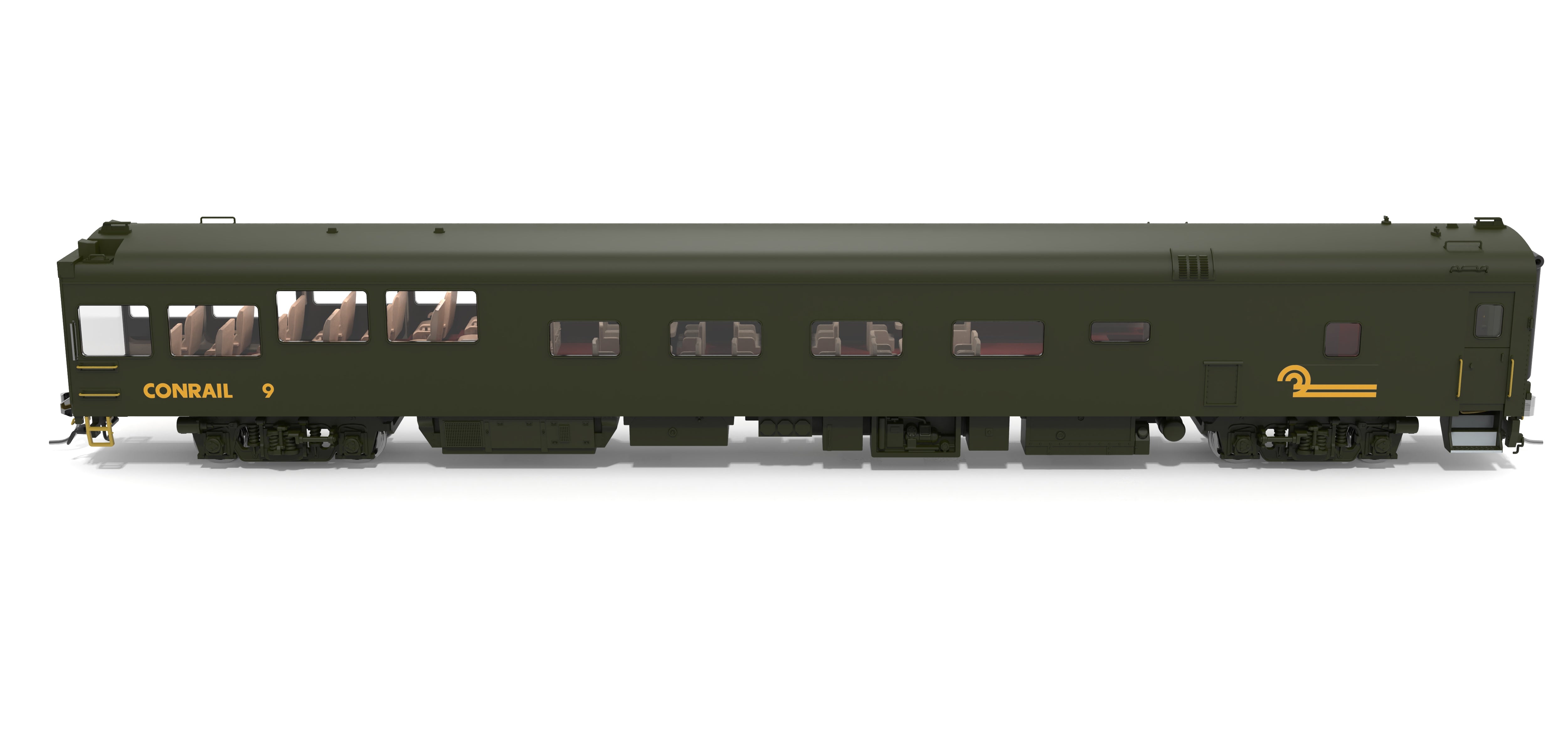 10172 Conrail Track Inspection Car, #9, Green & Yellow, 1992-1997 Appearance, HO
