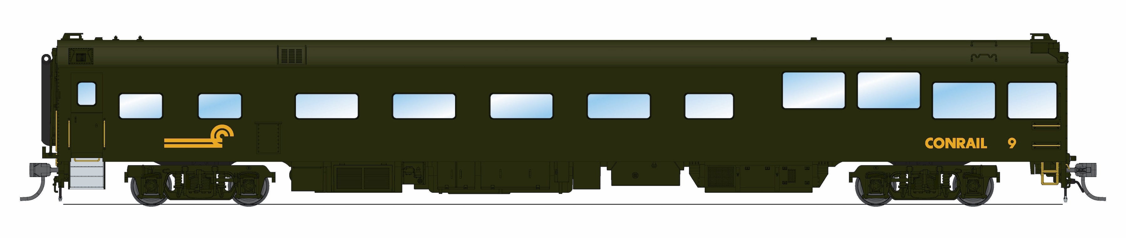 10172 Conrail Track Inspection Car, #9, Green & Yellow, 1992-1997 Appearance, HO
