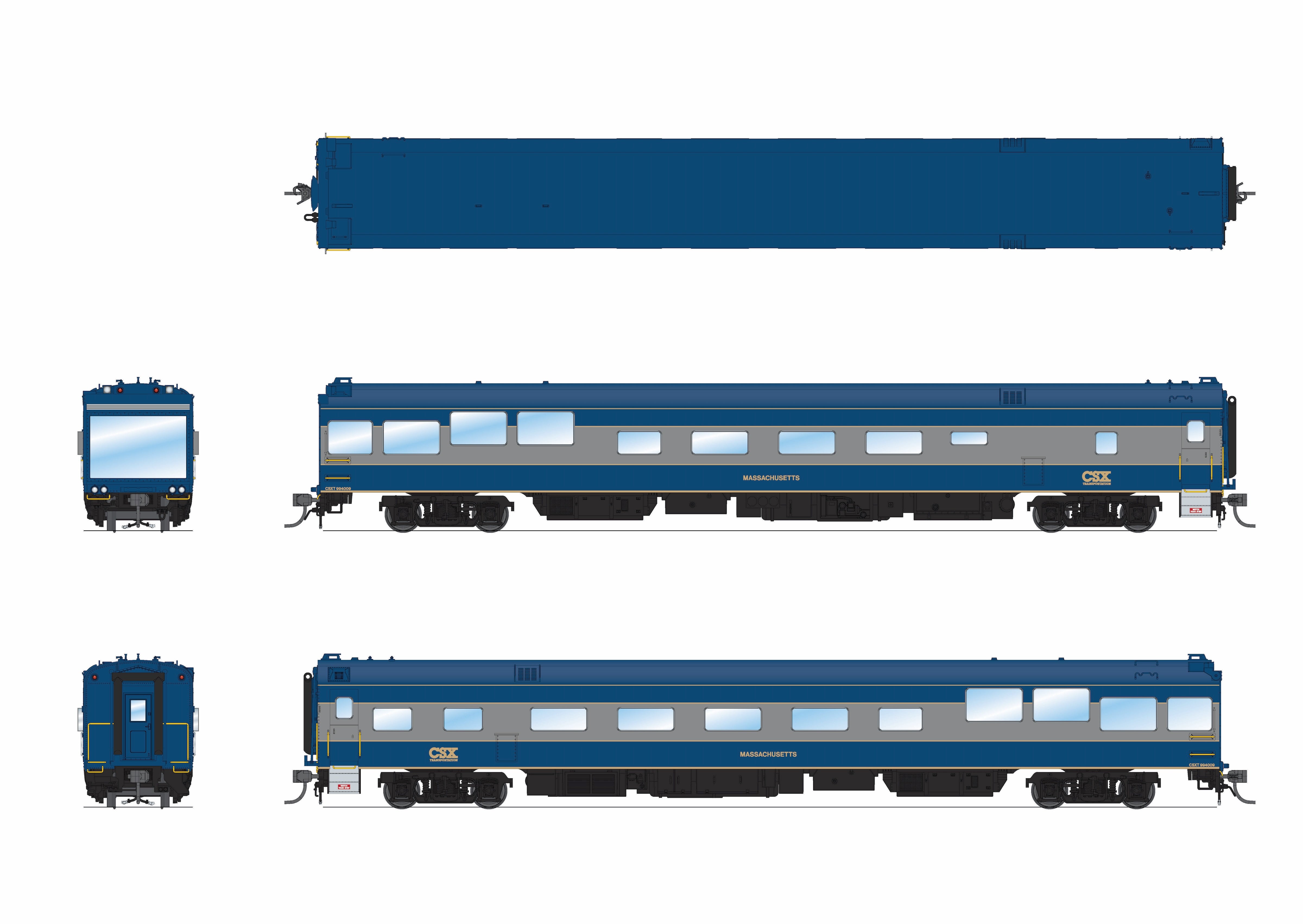 10173 CSX Track Inspection Car, #994009, "Massachusetts", 1999-2006 Appearance, HO
