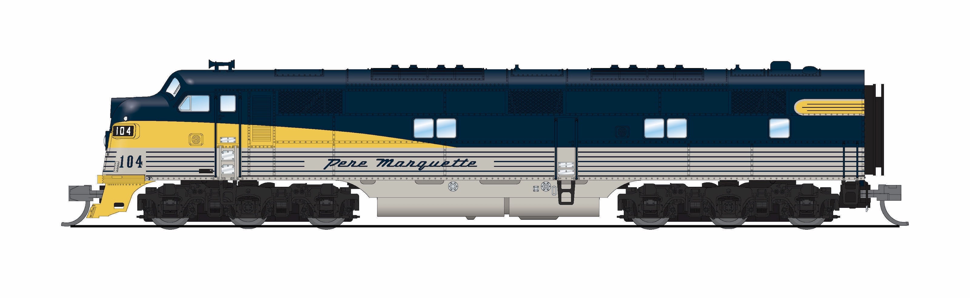 10227 EMD E7A, Pere Marquette #106, Tri-Color Streamliner Scheme, No-Sound / DCC-Ready, N