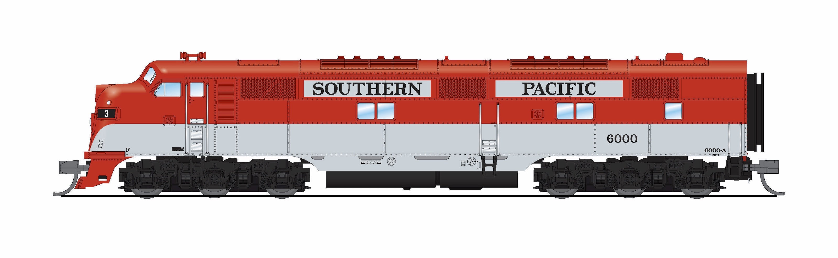 10246 EMD E7 A-B Set, SP 6000A / 6000B, Golden State Scheme, A-unit Paragon4 Sound/DC/DCC, Unpowered B-unit, N (Lowell Smith Exclusive)
