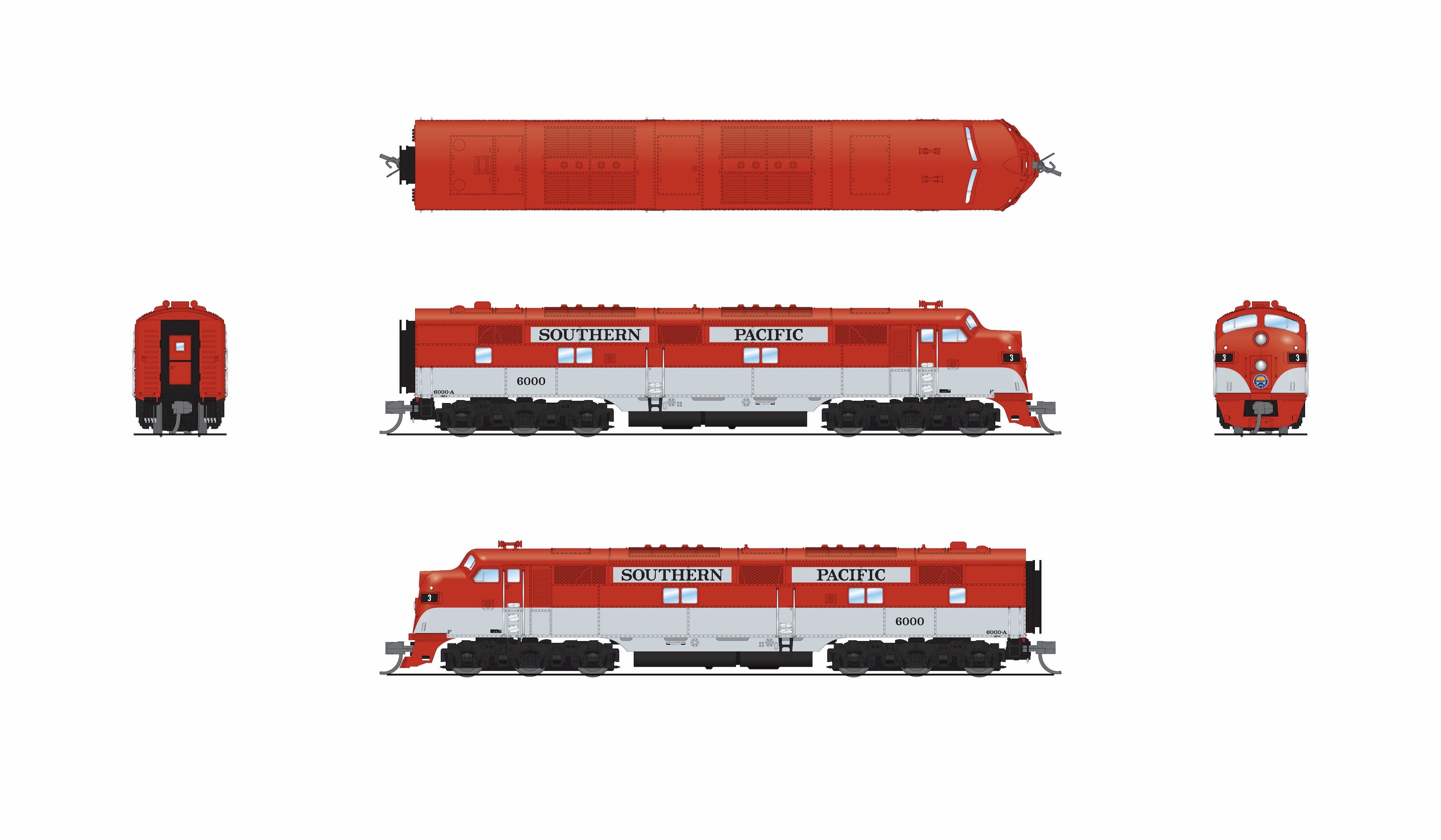 10248 EMD E7 A-B Set, SP 6000A / 6000B, Golden State Scheme, A-unit No-Sound / DCC-Ready, Unpowered B-unit, N (Lowell Smith Exclusive)