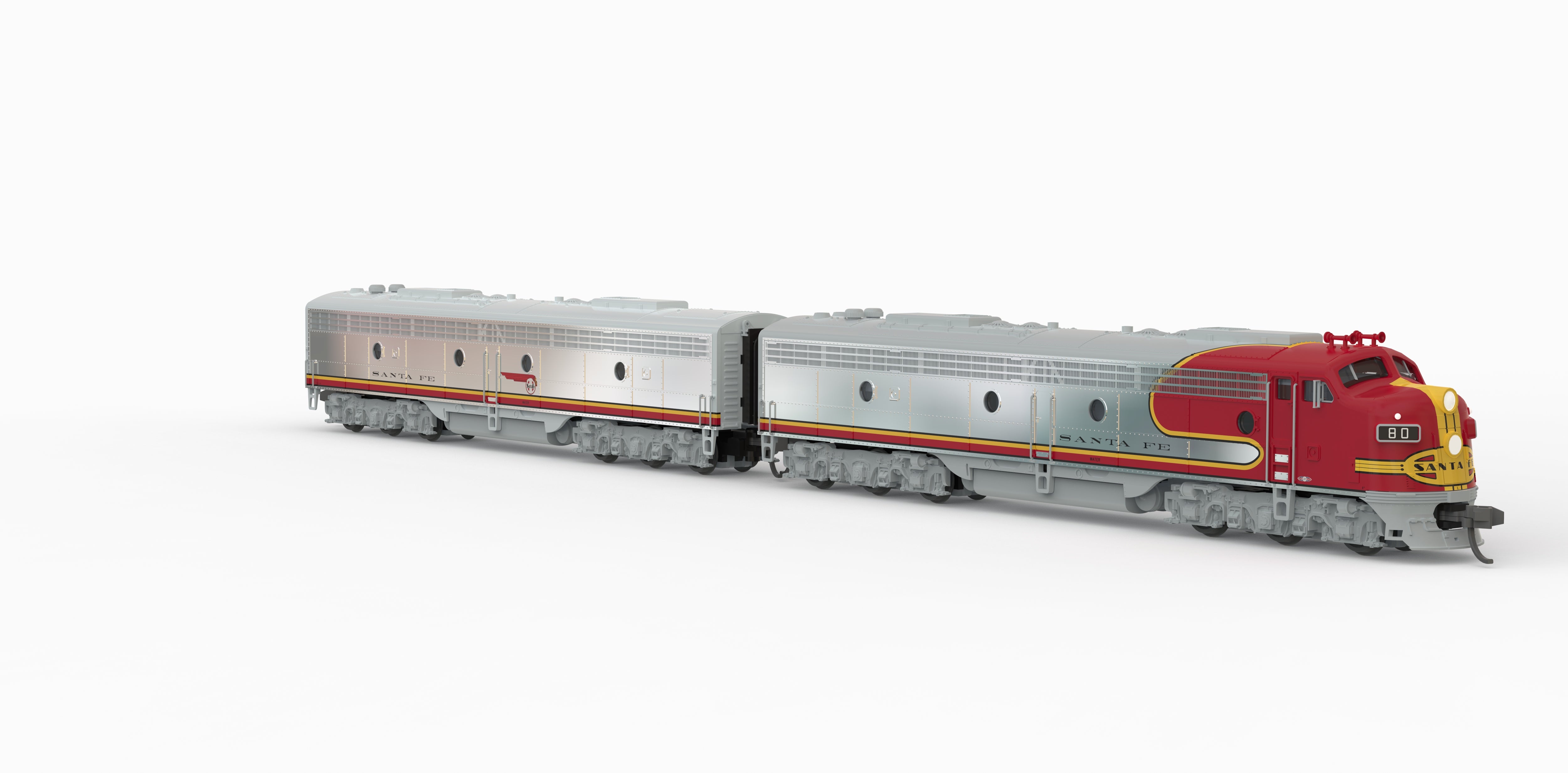 10280 EMD E8 A/B Set, ATSF 80L / 80A,1950's Appearance, A-unit Paragon4 Sound/DC/DCC, Unpowered B, N