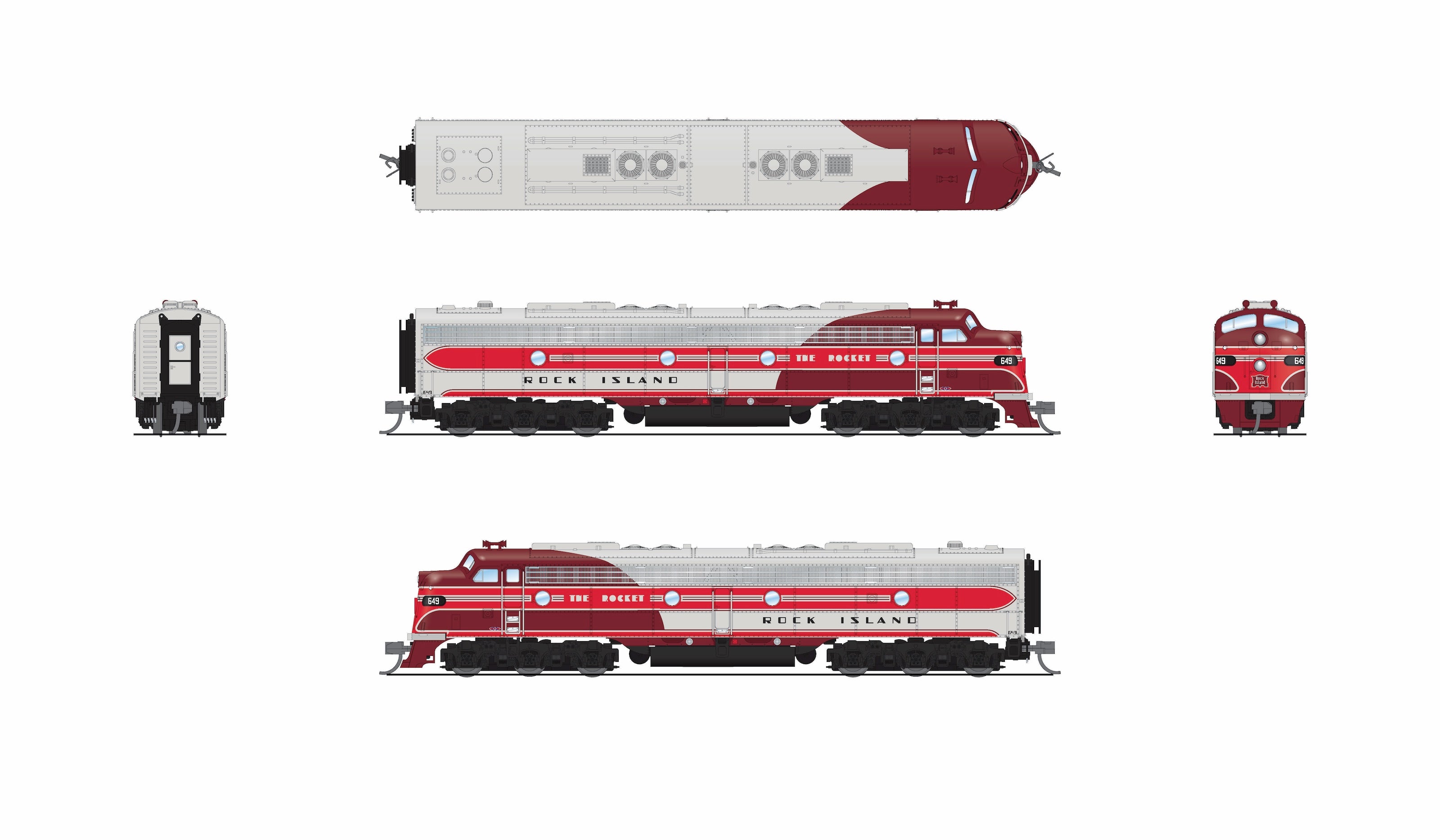10298 EMD E8A, CRIP 649, "The Rocket" Scheme, No-Sound / DCC-Ready, N