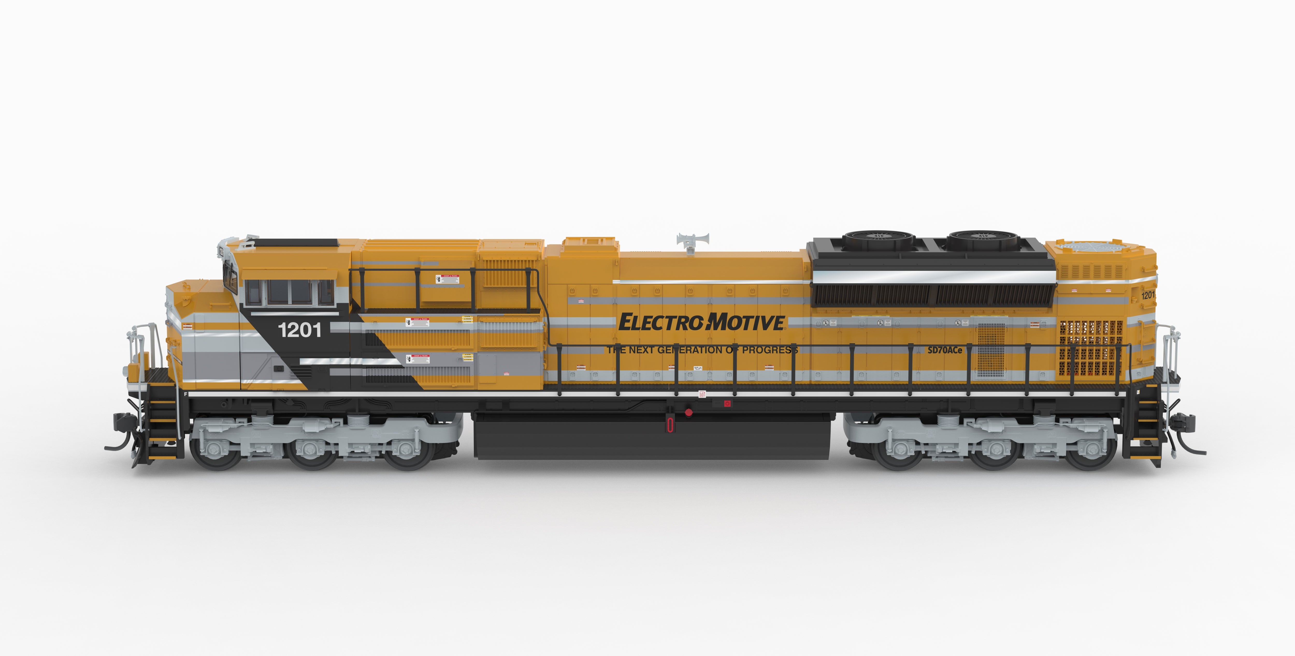 10430 EMD SD70ACe, EMD Demo 1201, Yellow Progress Rail, No-Sound / DCC-Ready, HO