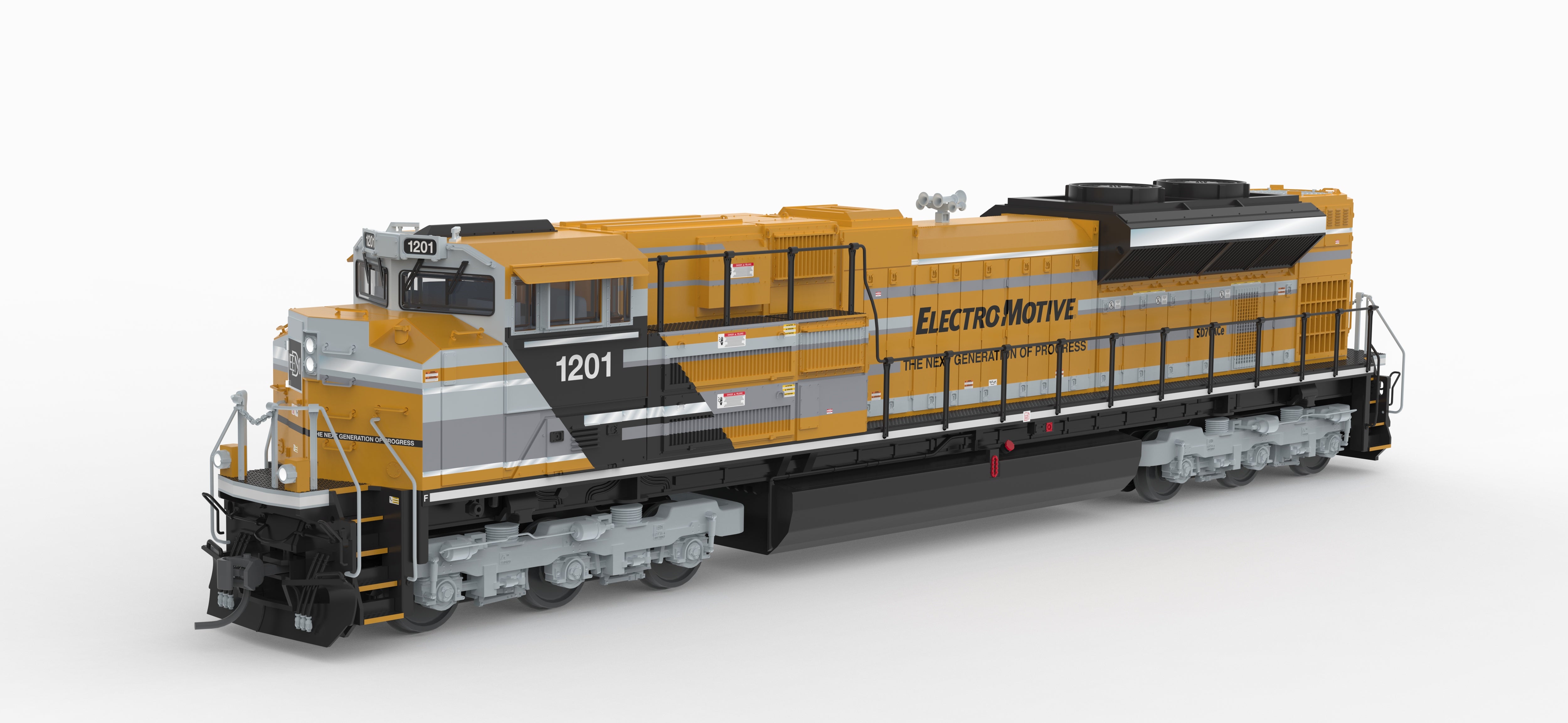 10430 EMD SD70ACe, EMD Demo 1201, Yellow Progress Rail, No-Sound / DCC-Ready, HO