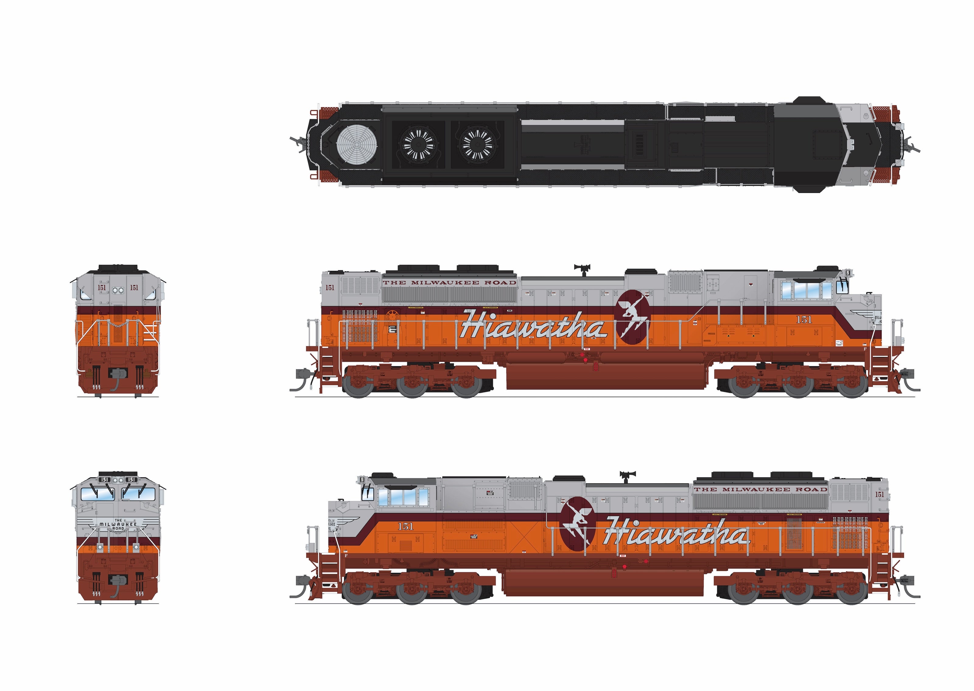 10448 EMD SD70ACe, MILW 151, Hiawatha Fantasy Paint, No-Sound / DCC-Ready, HO (Trainworld Exclusive)