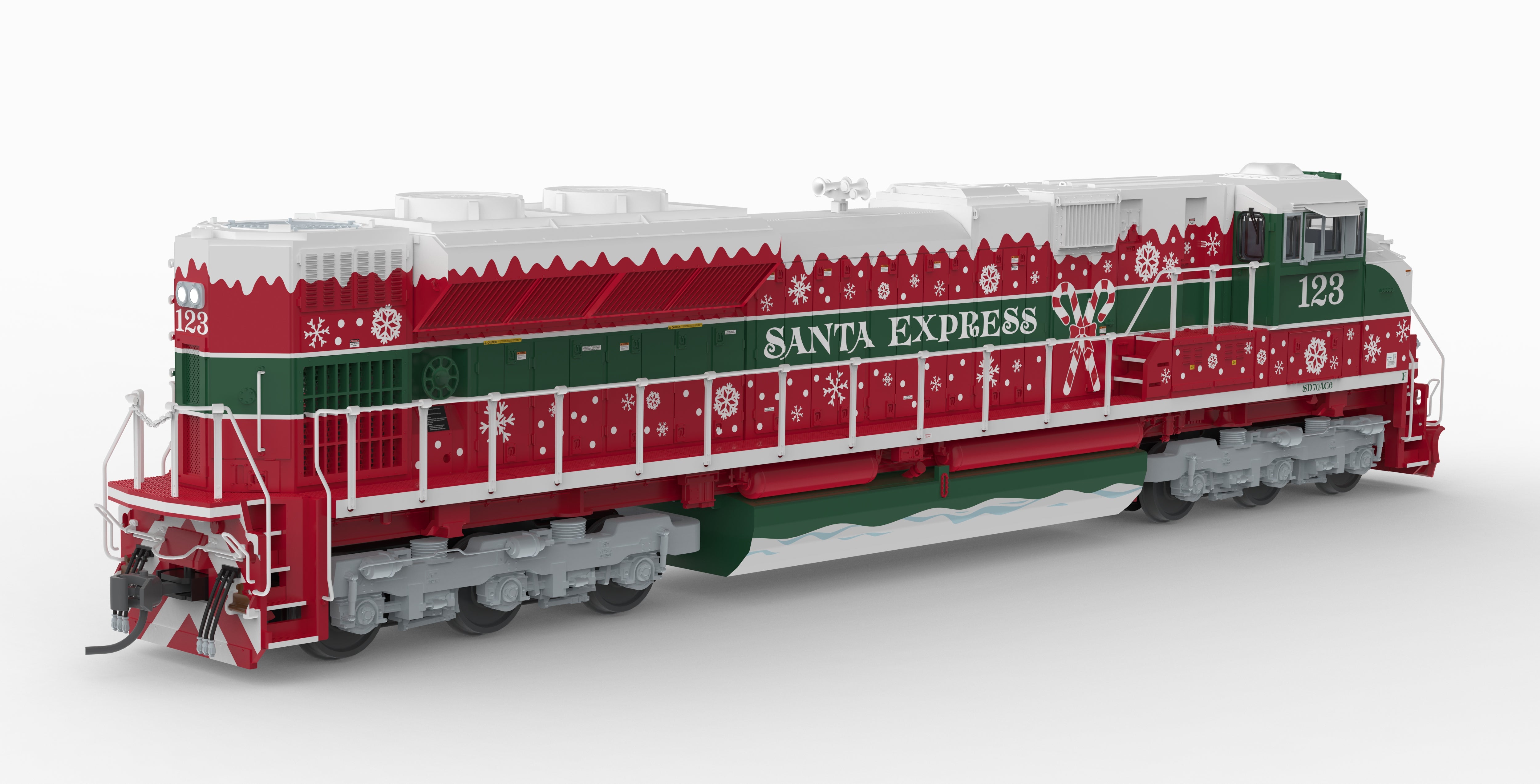 10449 EMD SD70ACe, Christmas Fantasy Paint, Paragon4 Sound/DC/DCC, w/ Smoke, HO (Trainworld Exclusive)