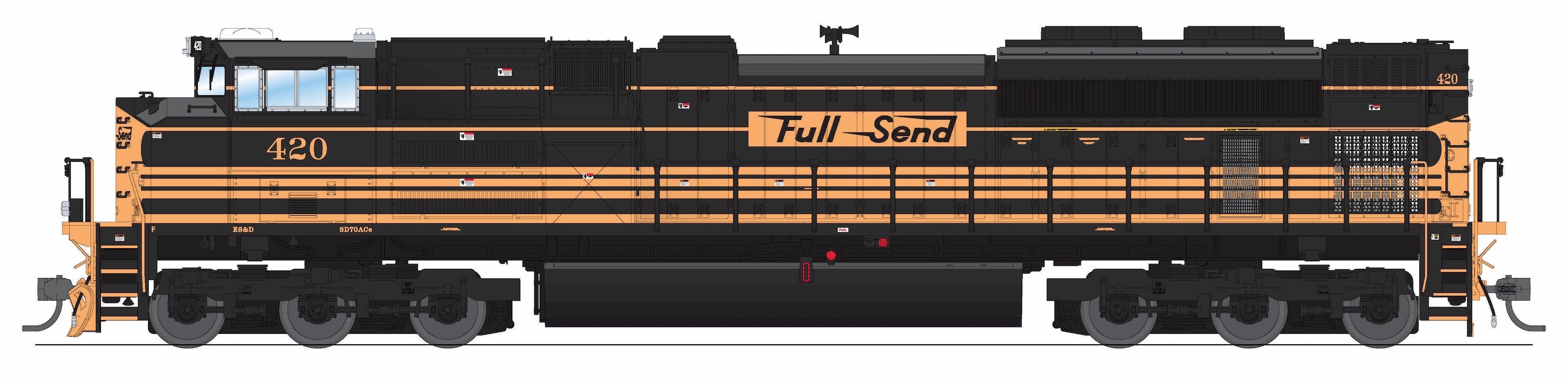 10458 EMD SD70ACe, ES&D 422, "Full Send" 5-Stripe Scheme, No-Sound / DCC-Ready, HO (Hyce Trains)