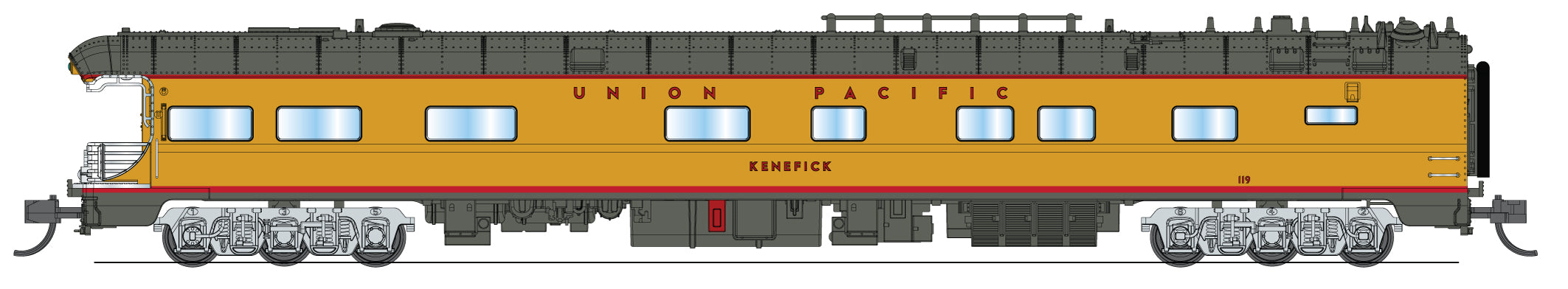10492 Union Pacific Business Car, UP #119 "Kenefick", "George Bush Funeral Train" Drumhead, N Scale