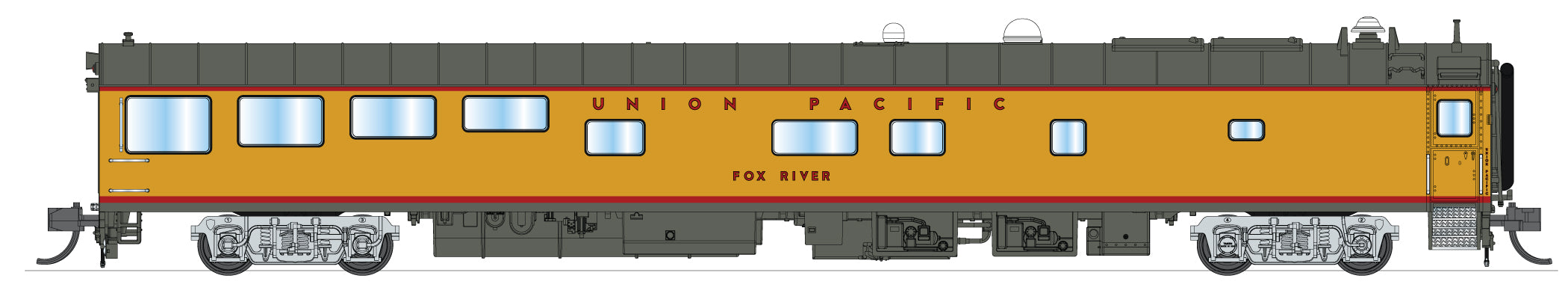 10500 Union Pacific Track Inspection Car, "Fox River", 1995 - 2006 Appearance, N