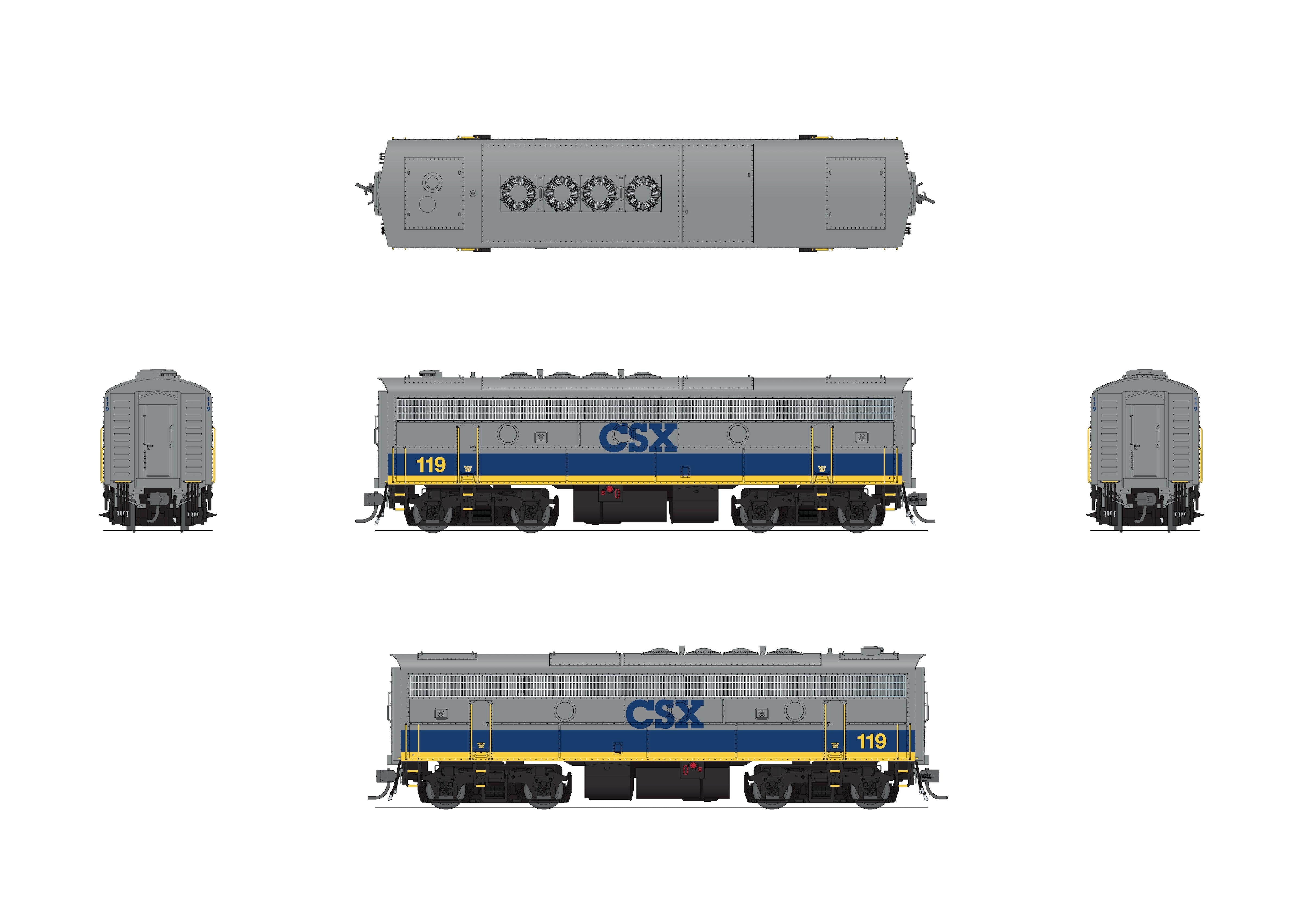 10542 EMD F7B, CSX 119, YN2 Scheme, Paragon4 Sound/DC/DCC, HO
