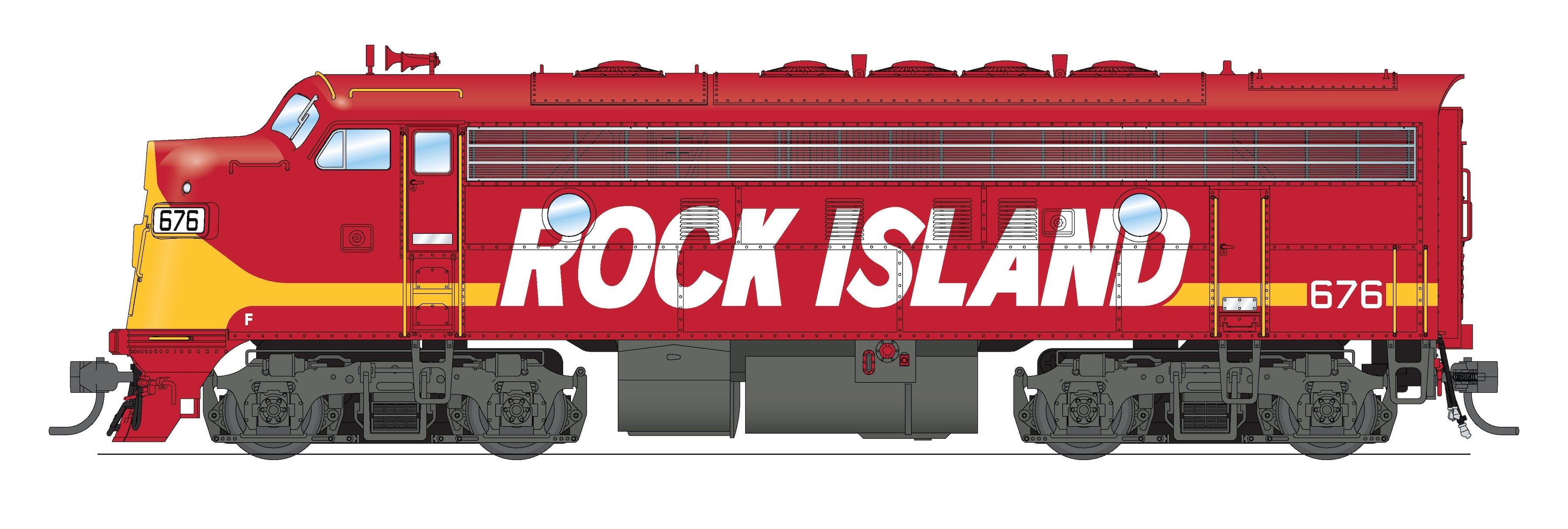 10562 EMD F7A, Rock Island 677, Maroon w/ Yellow, Paragon4 Sound/DC/DCC, HO