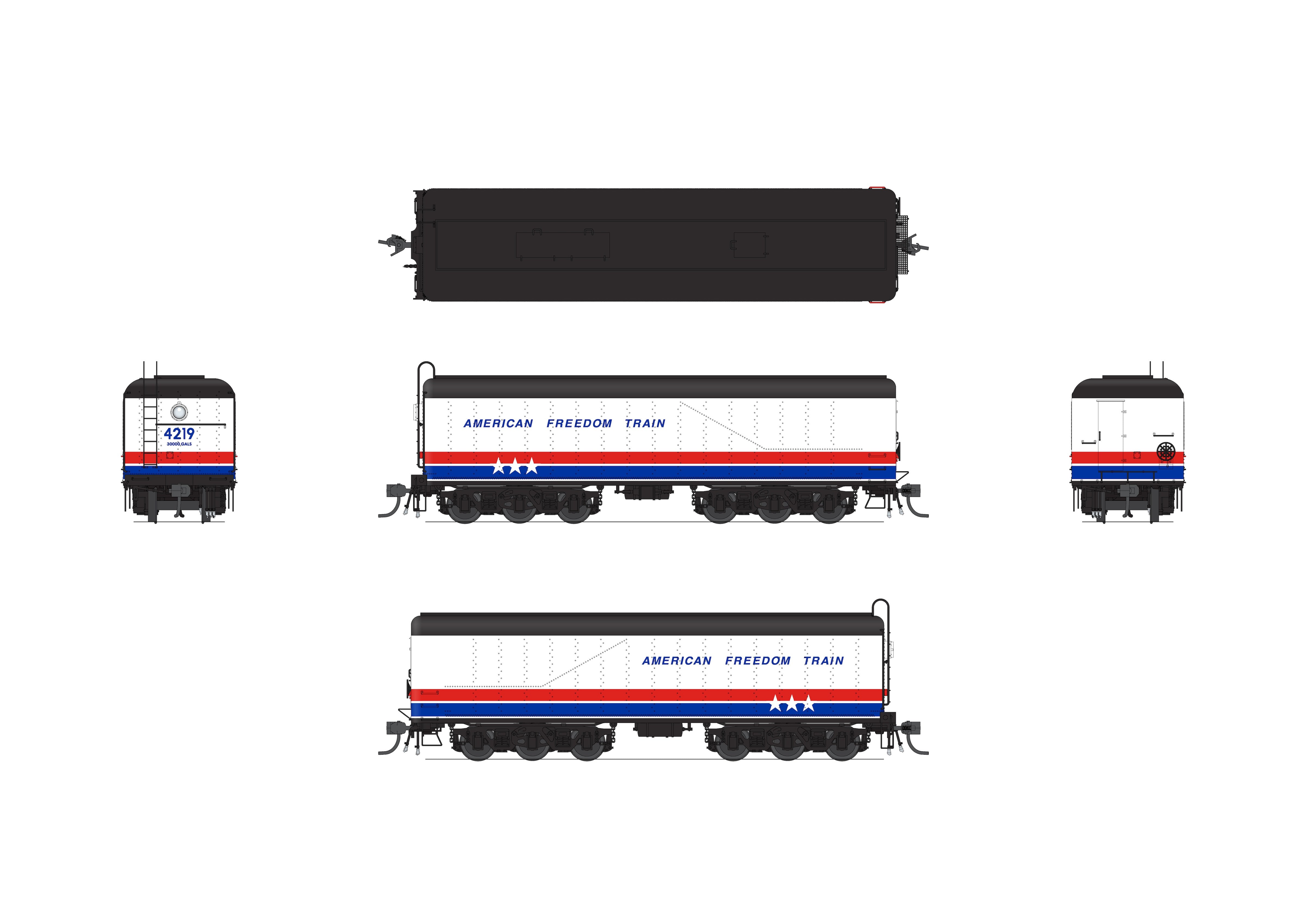 10576 American Freedom Train Auxiliary Water Tender, #4219, HO Scale (NP)