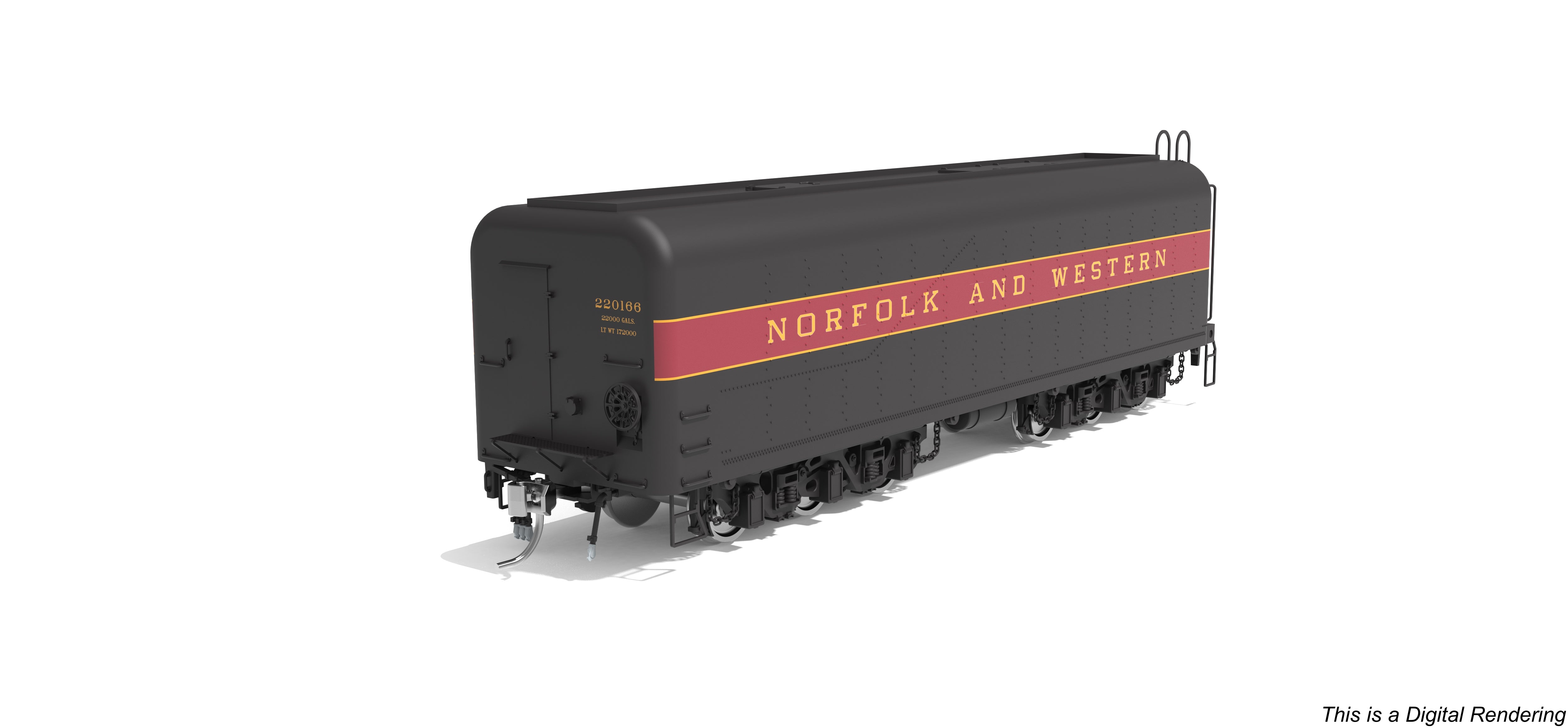 10577 Norfolk & Western Auxiliary Water Tender, Maroon Band, #220166, HO Scale (NP)