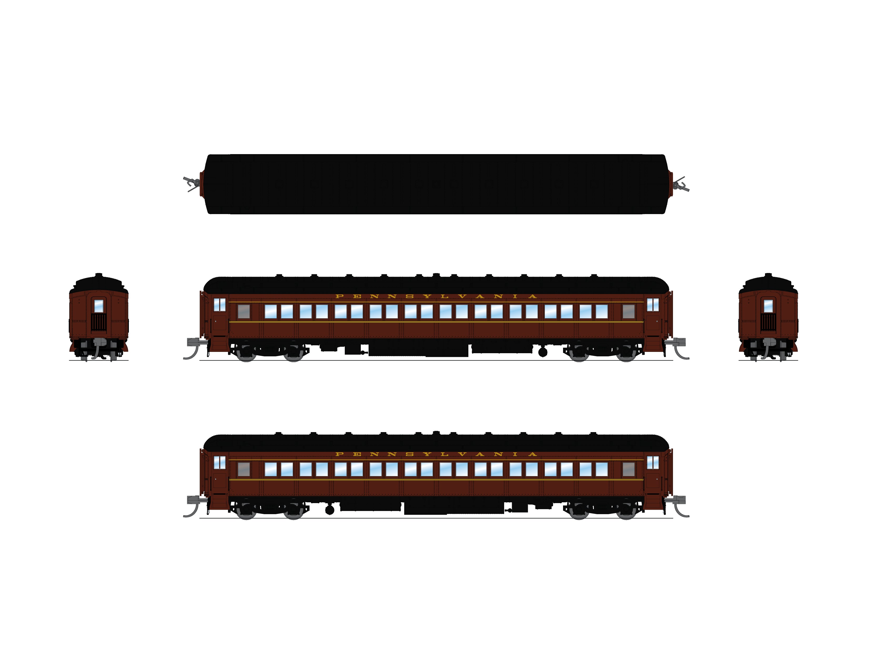 10651 PRR Heavyweight 5-Car Passenger Set, Late 1940's Era, N (PB70 #4780, P70 #3420, P70 #3575, P70 #3706, Z74d #7504 "Quaker City")