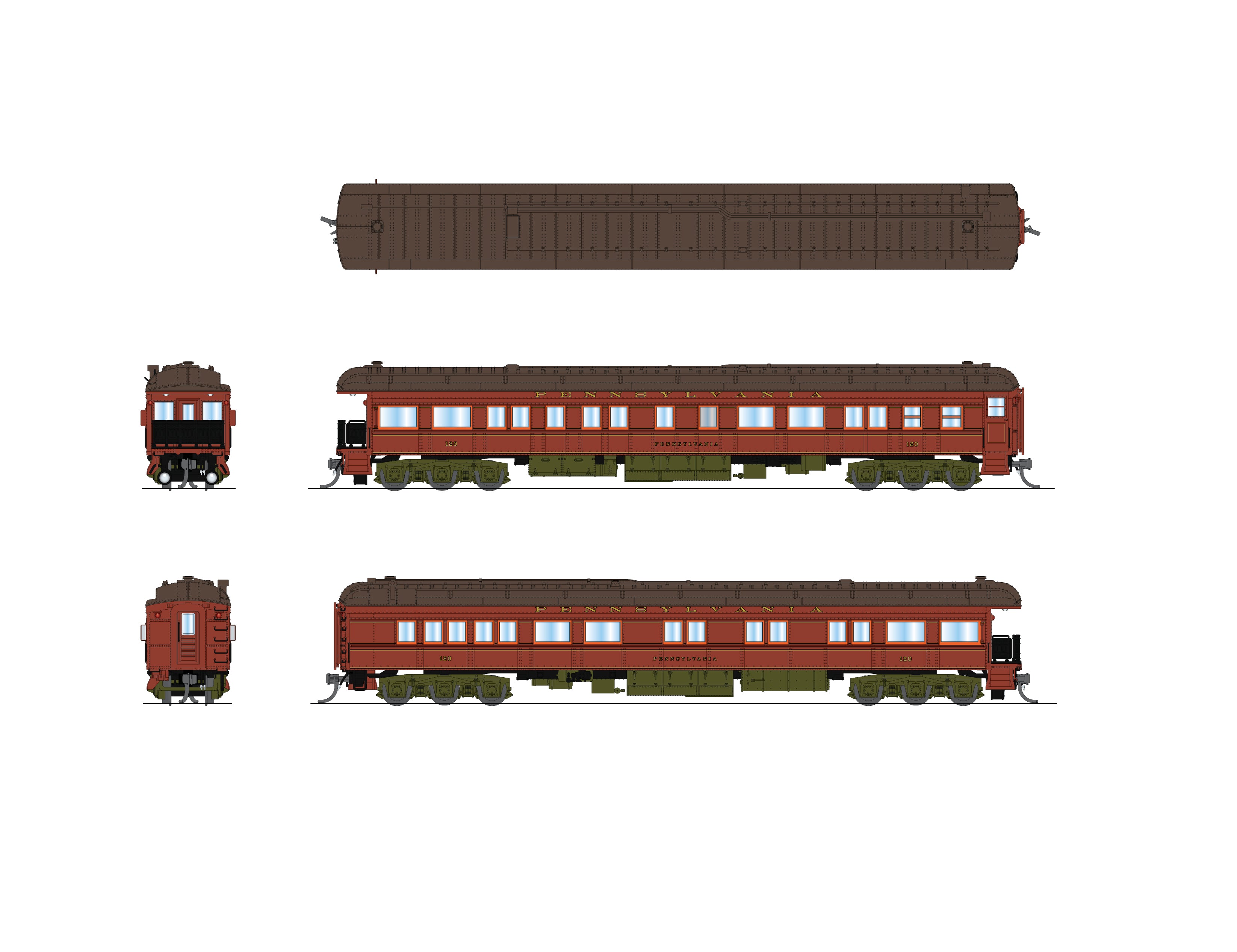 10667 Z74D Business Car, PRR 120, "Pennsylvania", Mid-1930's Appearance, N Scale