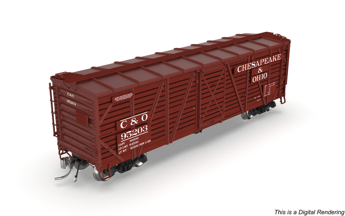 10693 40' Wood Stock Car, C&O 95220, Hog Sounds, HO Scale