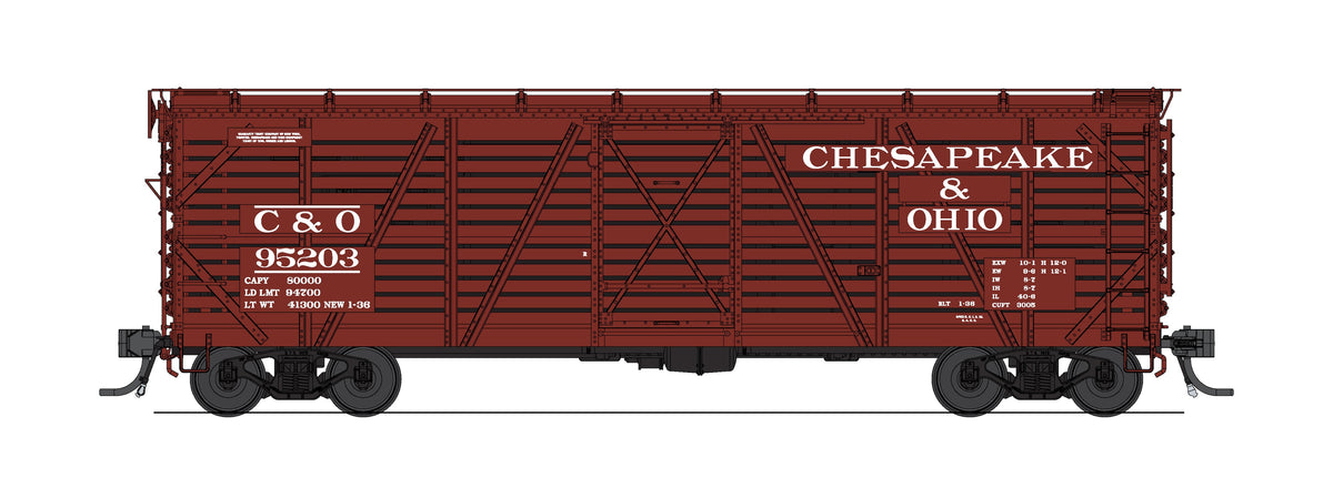 10693 40' Wood Stock Car, C&O 95220, Hog Sounds, HO Scale