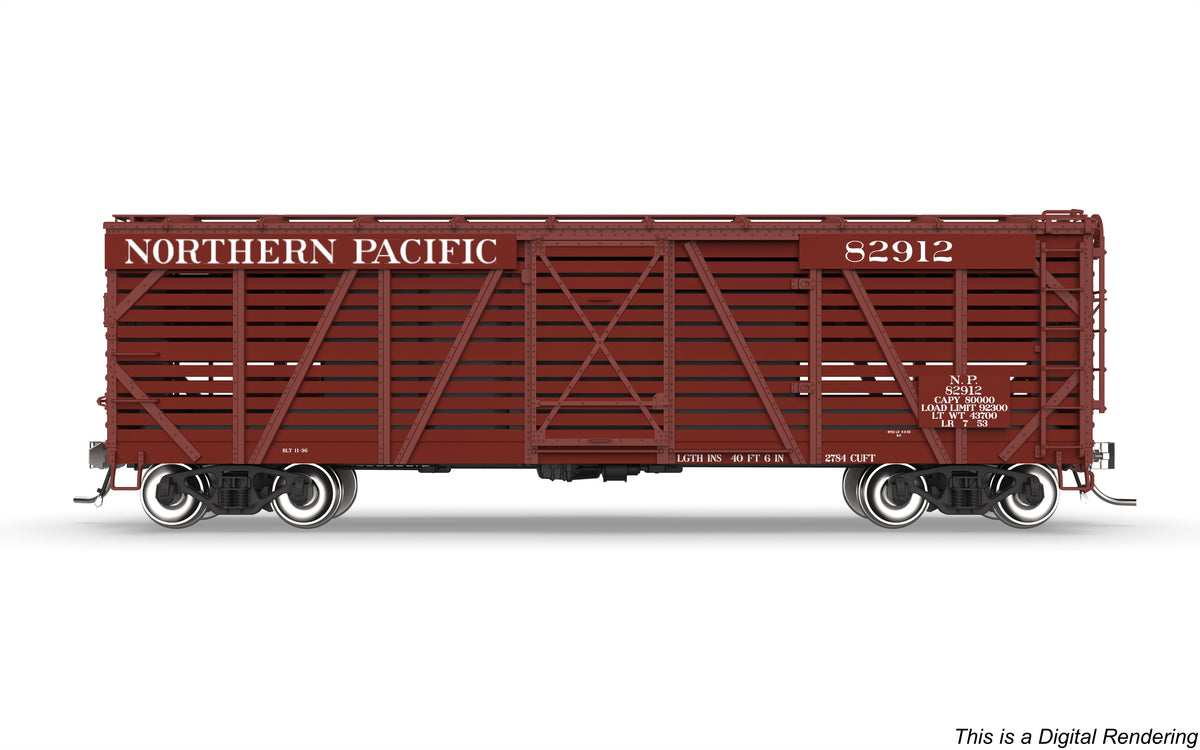 10700 40' Wood Stock Car, NP 82912, Cattle Sounds, HO Scale