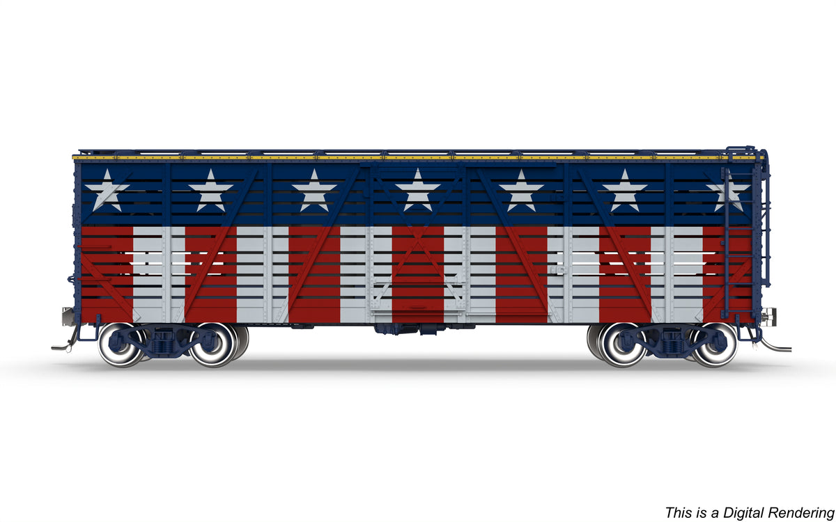 10729 40' Wood Stock Car, Holidays 4-Pack, No-Sound, HO Scale (1 each: Independence Day, Halloween, Merry Christmas, Happy Holidays)