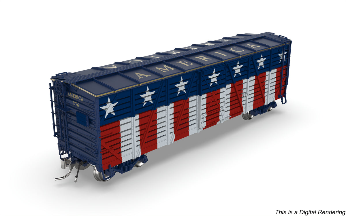 10729 40' Wood Stock Car, Holidays 4-Pack, No-Sound, HO Scale (1 each: Independence Day, Halloween, Merry Christmas, Happy Holidays)
