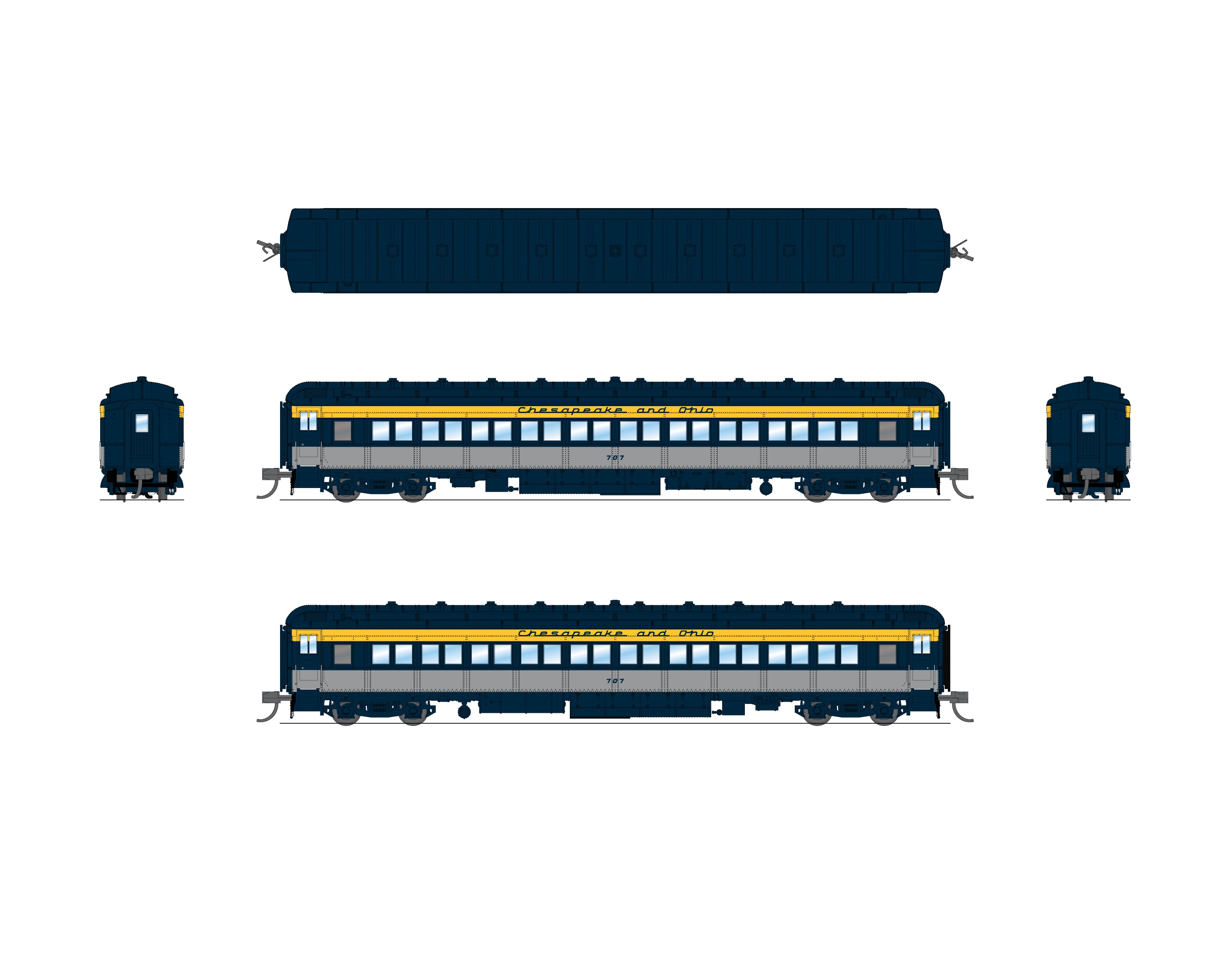 10760 C&O Heavyweight 5-Car Passenger Set, Tri-Color Scheme, N Scale