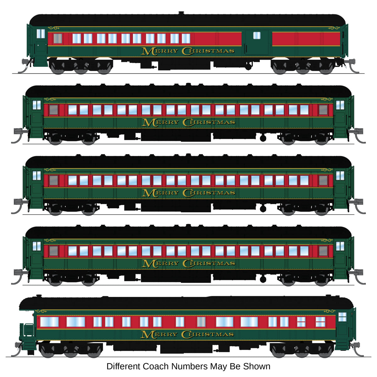 10764 Heavyweight 5-Car Passenger Set, Christmas Paint Scheme, N Scale