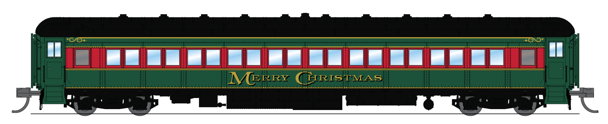 10764 Heavyweight 5-Car Passenger Set, Christmas Paint Scheme, N Scale