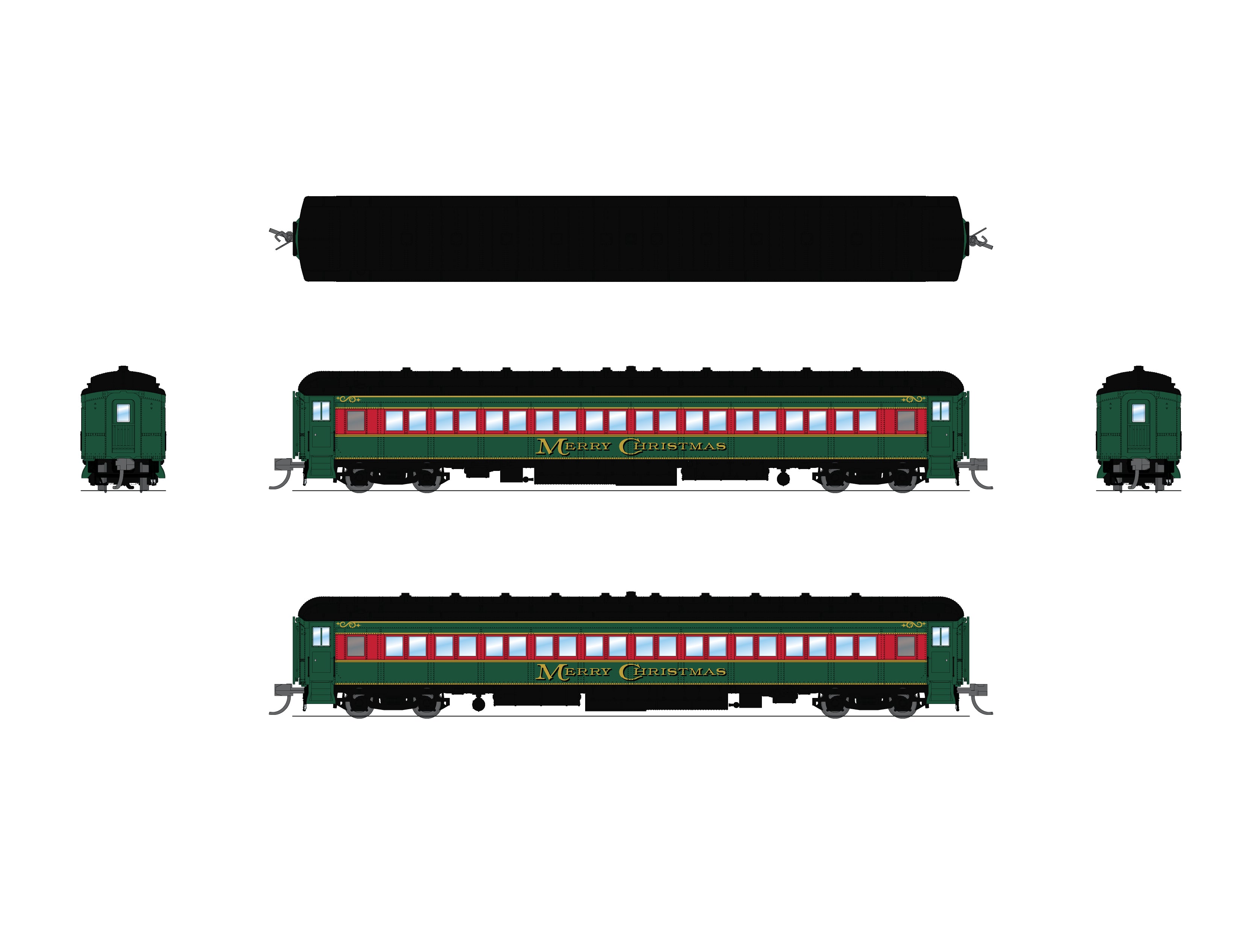 10764 Heavyweight 5-Car Passenger Set, Christmas Paint Scheme, N Scale