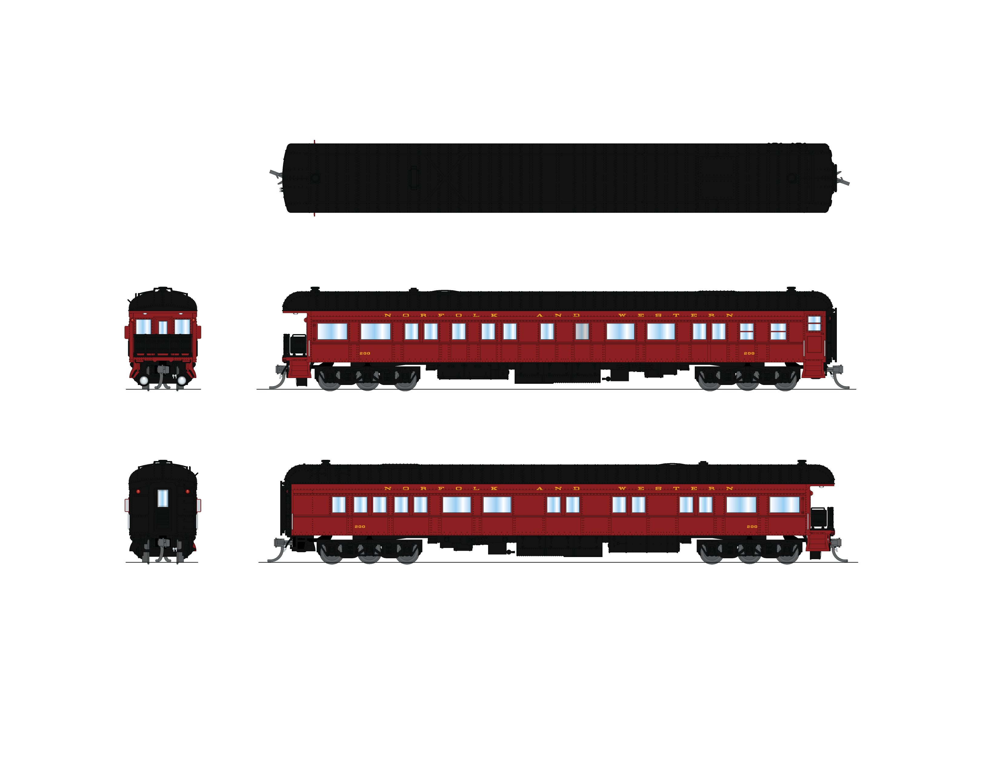 10775 Norfolk & Western Business Car, #200, 1950's Appearance, N Scale