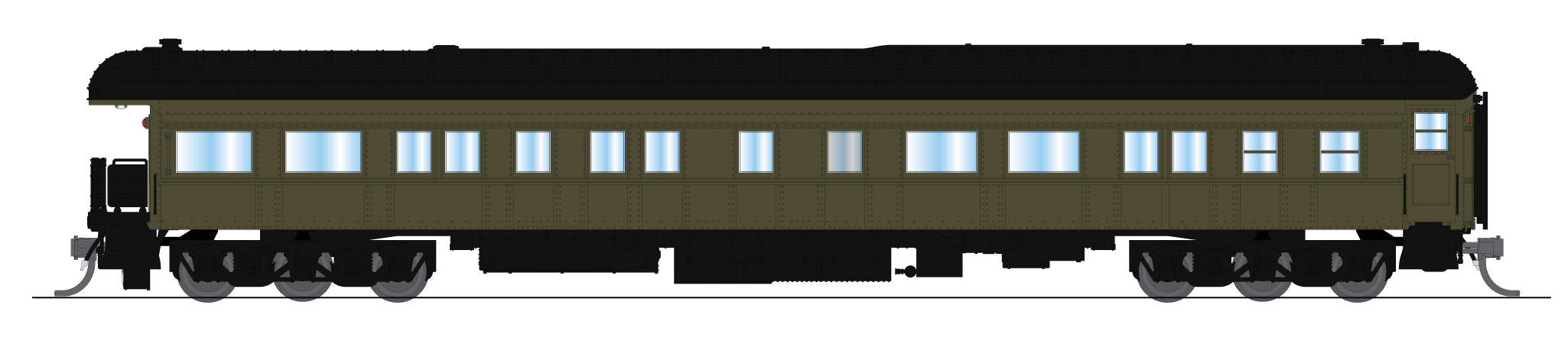 10781 Unlettered Business Car, Pullman Green w/ Clerestory Roof, N Scale