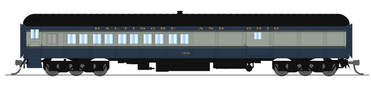10792 B&O Coach-Baggage Combine, #1430, Blue/Gray/Imitation Gold, N Scale