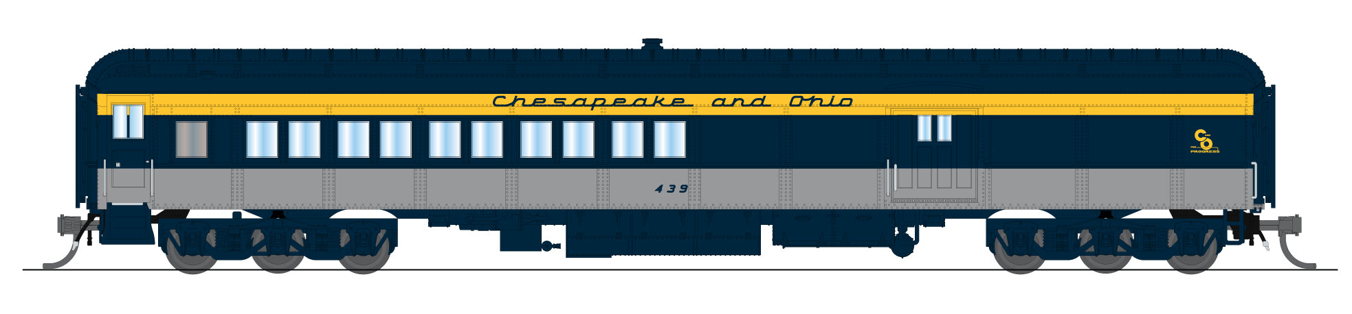 10794 C&O Coach-Baggage Combine, #439, Tri-Color Paint, N Scale