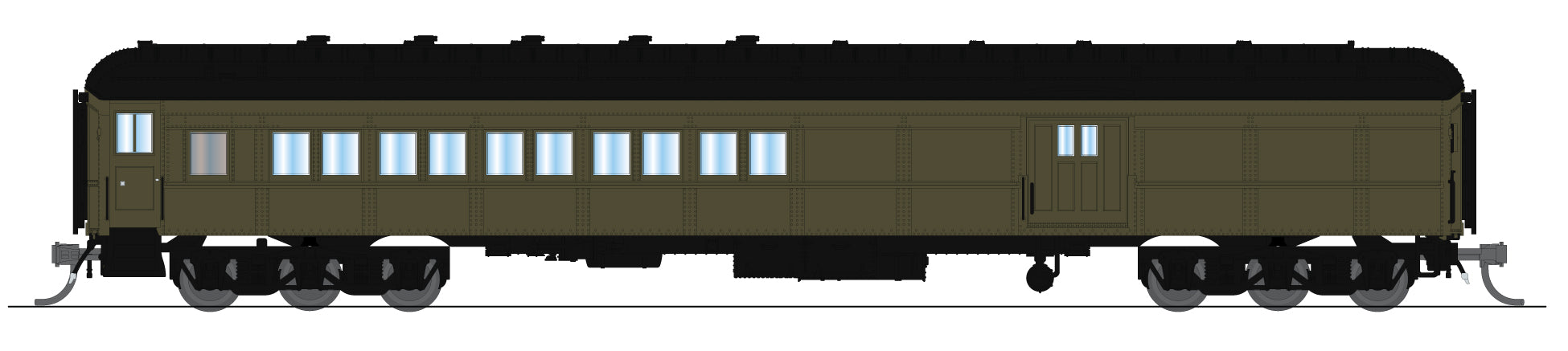 10802 Coach-Baggage Combine, Unlettered, Pullman Green, N Scale