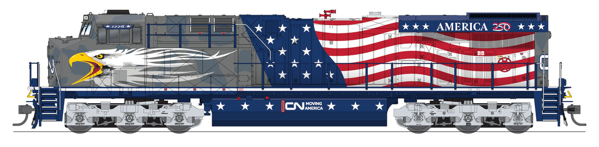 10823 GE ES44AC, CN #1776, "Screaming Eagle" America250 Series, No-Sound / DCC-Ready, HO